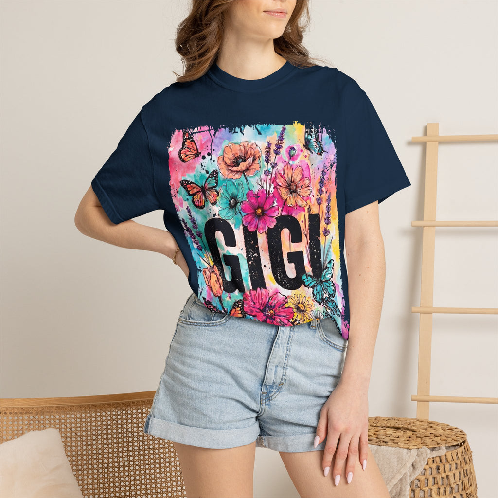 Gigi Floral Graphic T-Shirt — Colorful Butterflies & Flowers Gift Tee