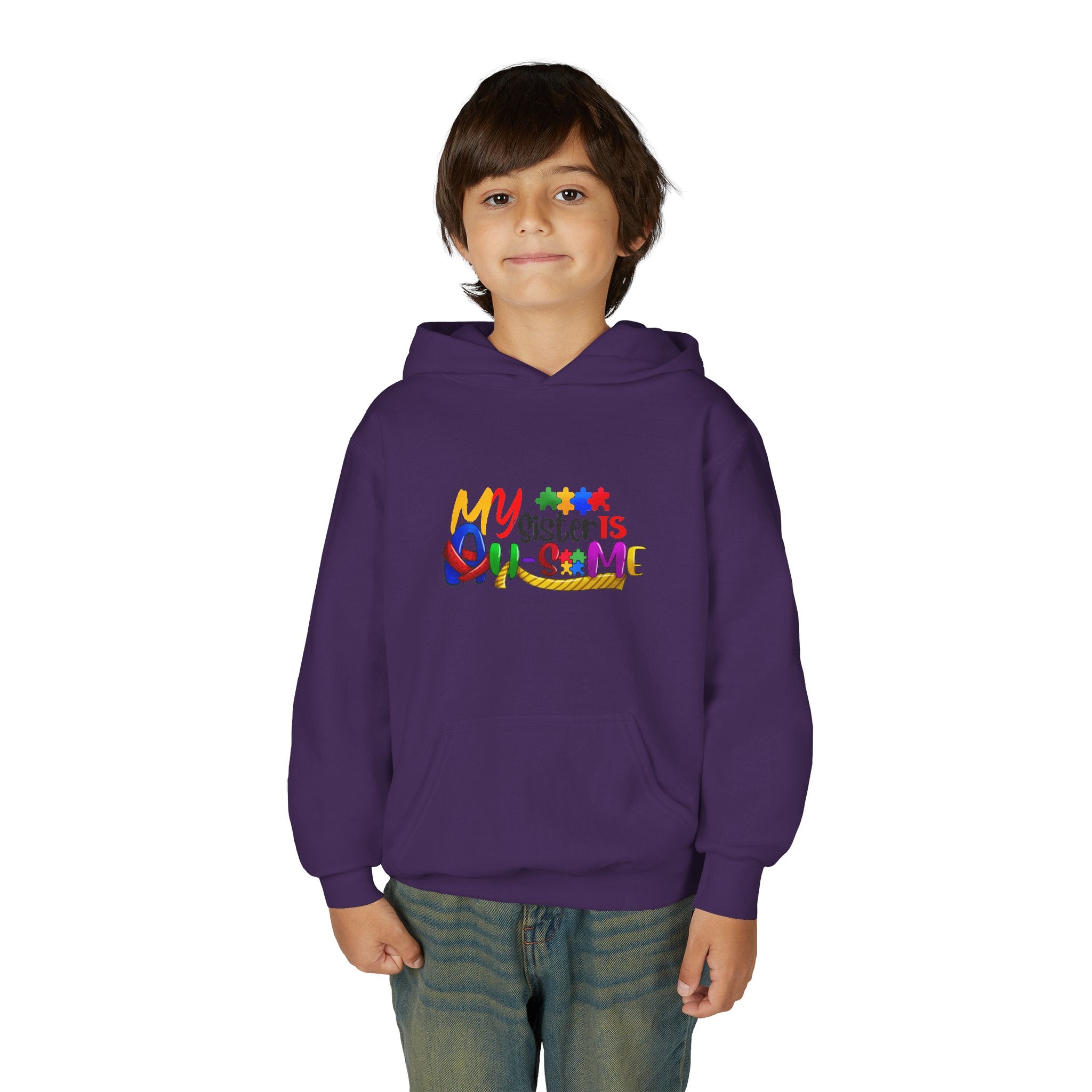Youth Hoodie — "My Sister is Awesome" Colorful Kids Pullover