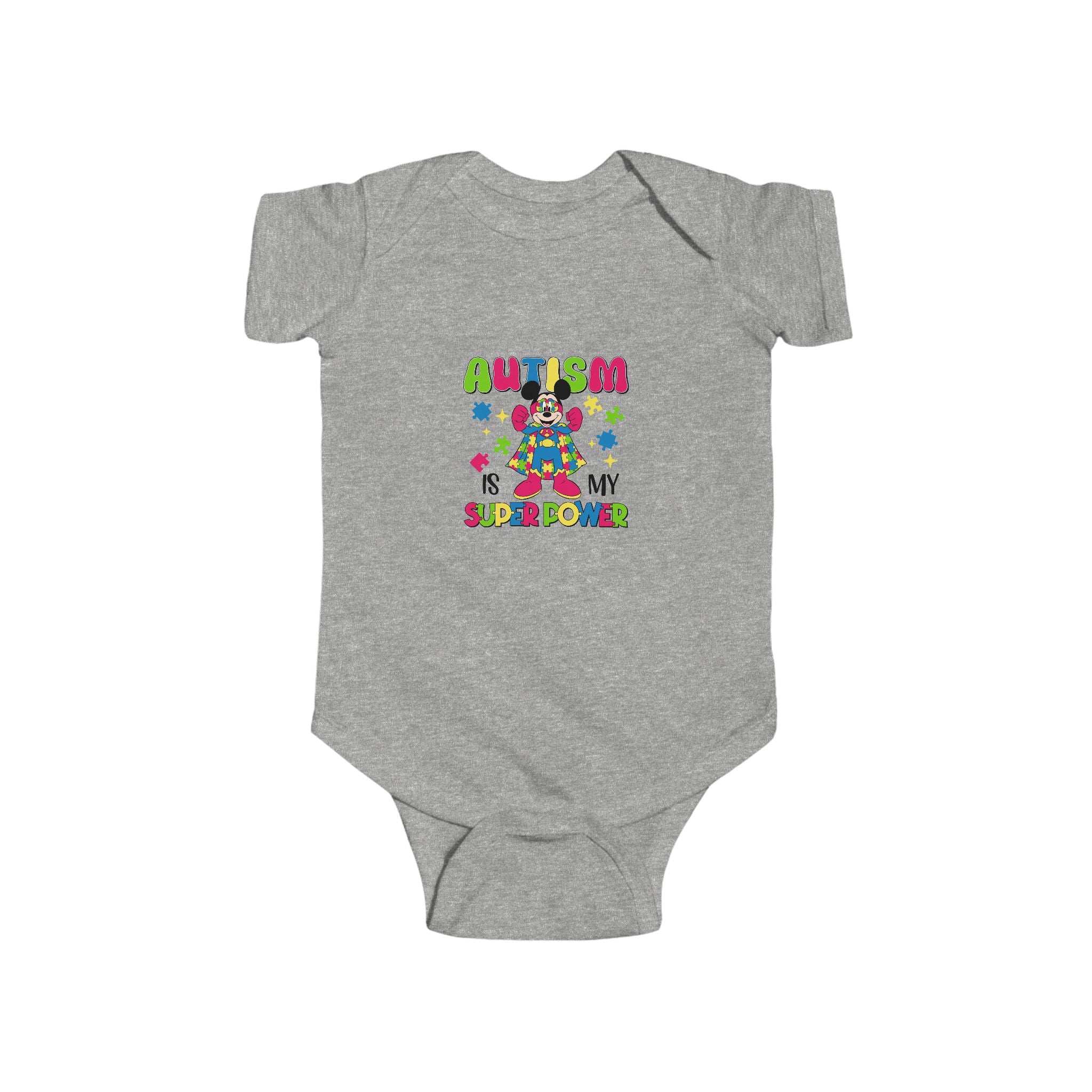 Autism Is My Superpower Baby Bodysuit — Colorful Puzzle Piece Infant One-Piece