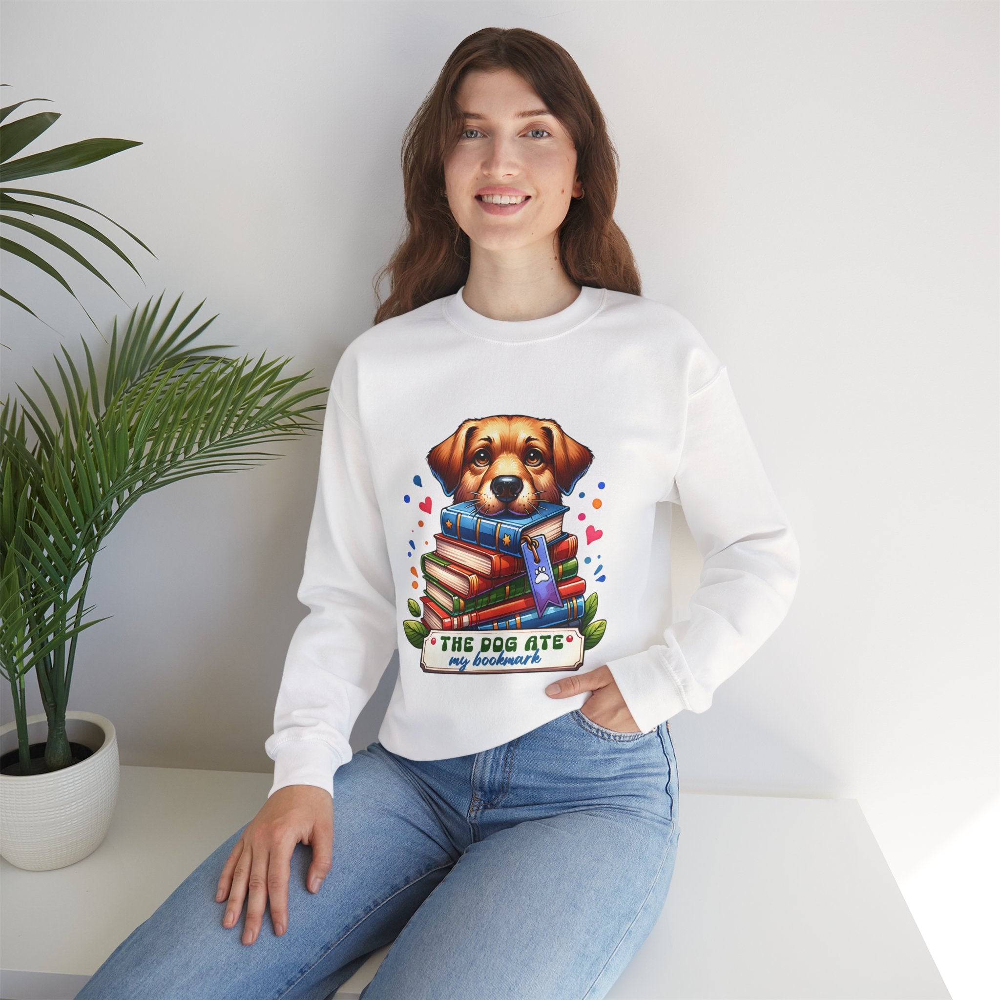 Dog Ate My Homework Sweatshirt — Cute Puppy & Books Back-to-School Crewneck