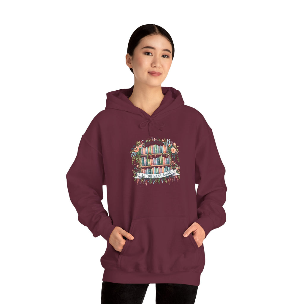 Reading Nook Hoodie — Cozy Bookshelf Floral Graphic Sweatshirt