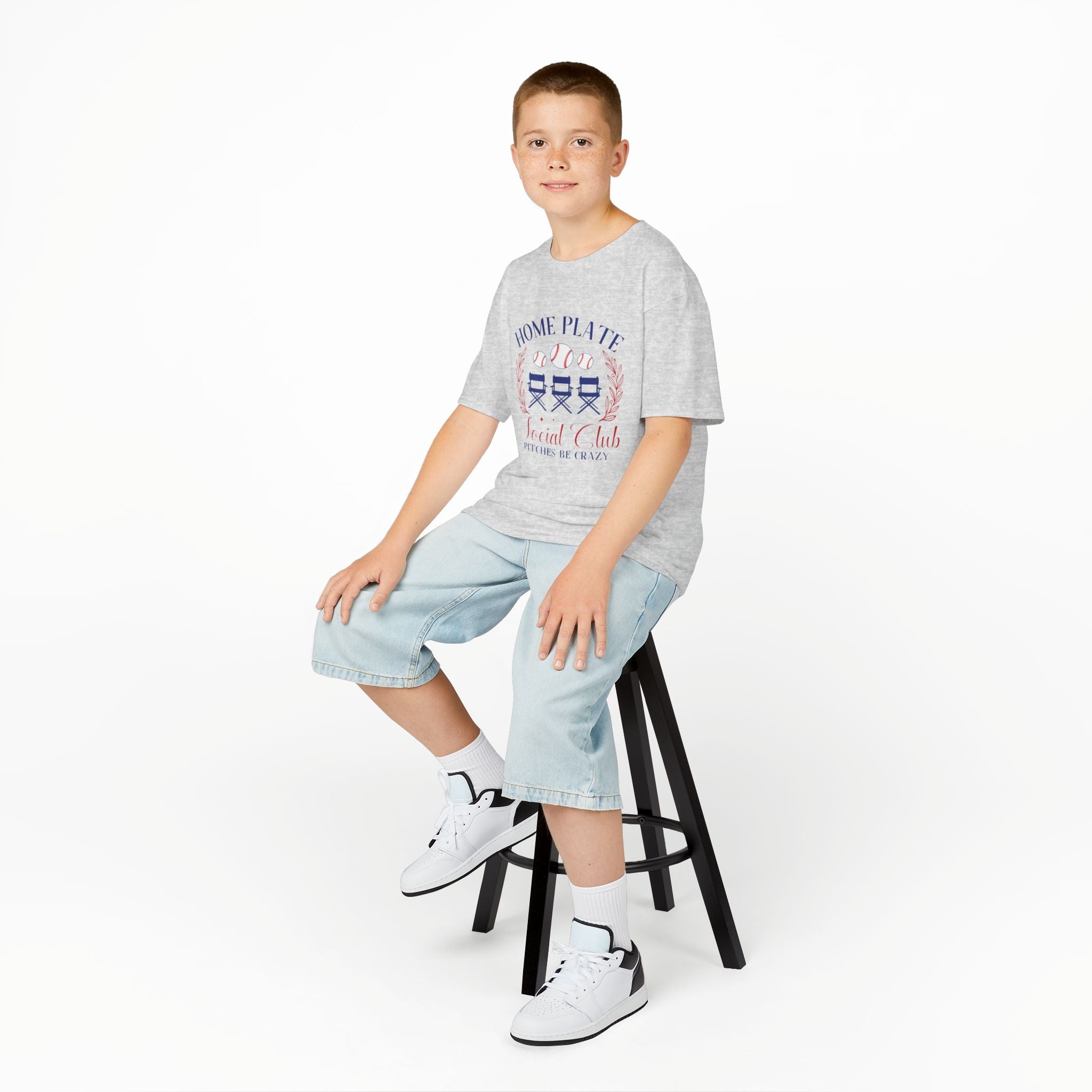 Kids Tee — "Home Plate Social Club" Baseball Shirt (Pitches Be Crazy)