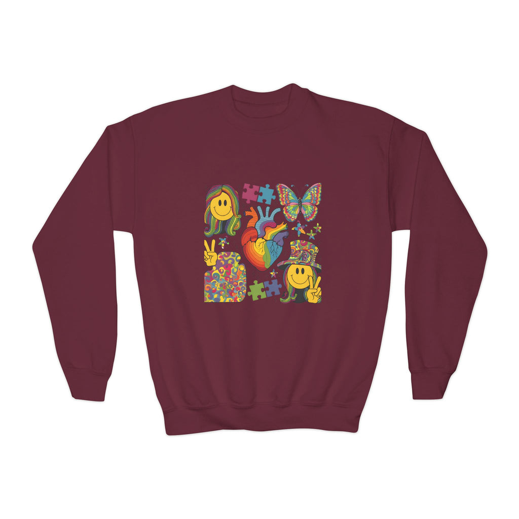 Youth Heart & Smiley Puzzle Crewneck Sweatshirt