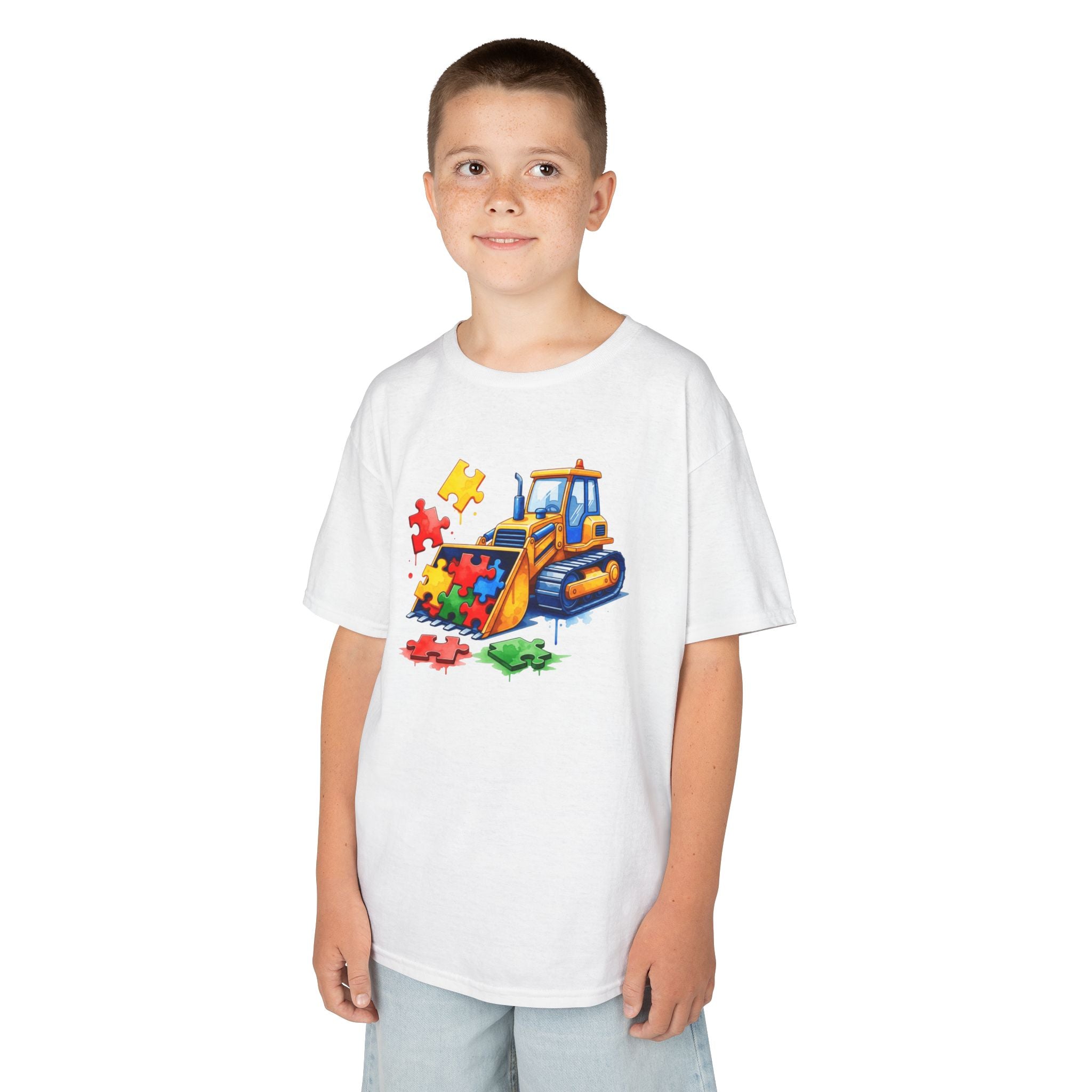 Kids Bulldozer Puzzle Tee — Construction Truck Shirt for Toddlers