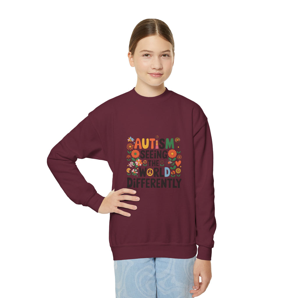 Autism Seeing the World Differently Youth Crewneck Sweatshirt