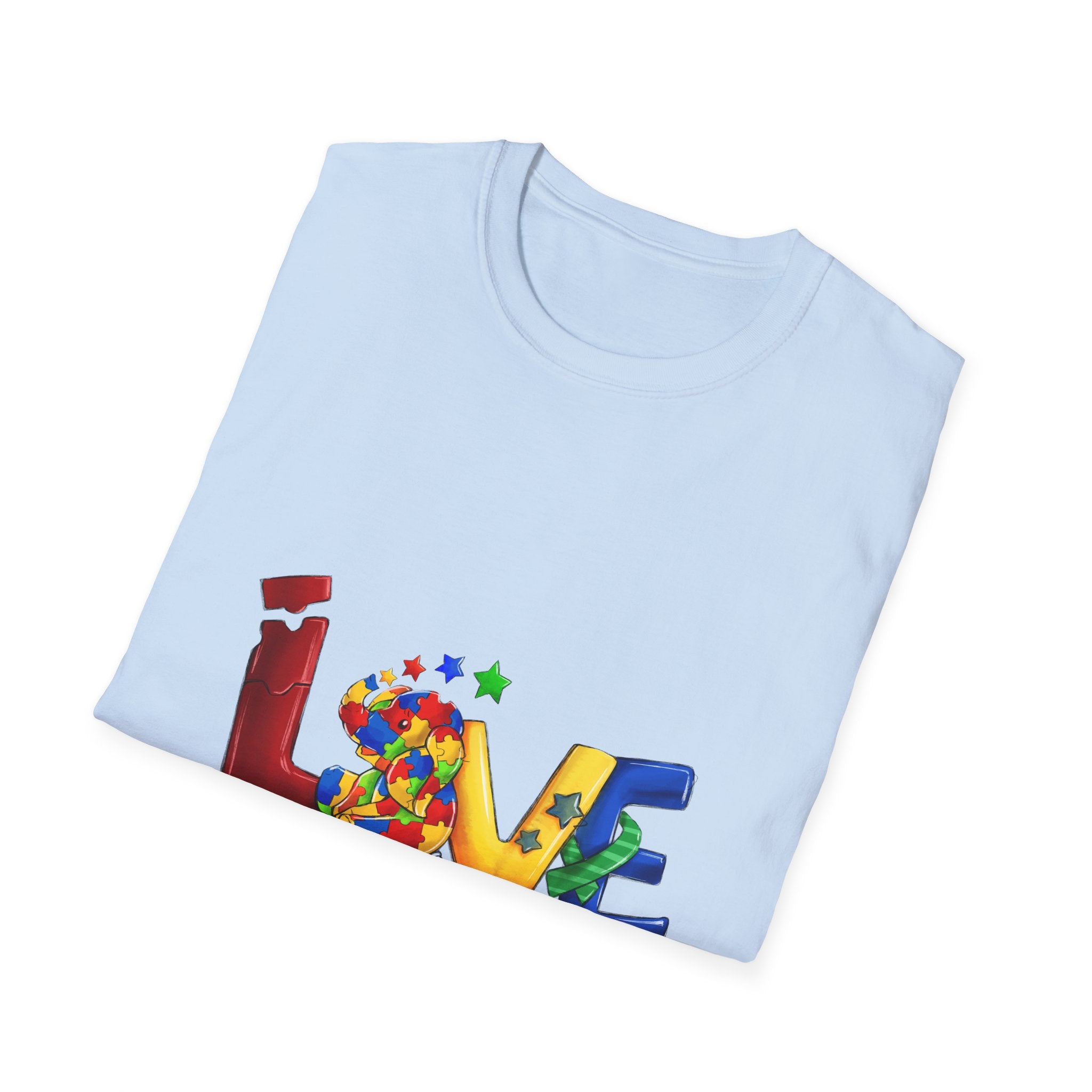 LOVE Needs No Words T‑Shirt — Colorful Puzzle Heart Autism Awareness Tee