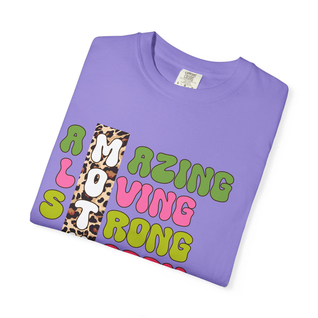 Mother Acrostic Graphic T-Shirt — Retro Bubble Letters & Leopard Accent