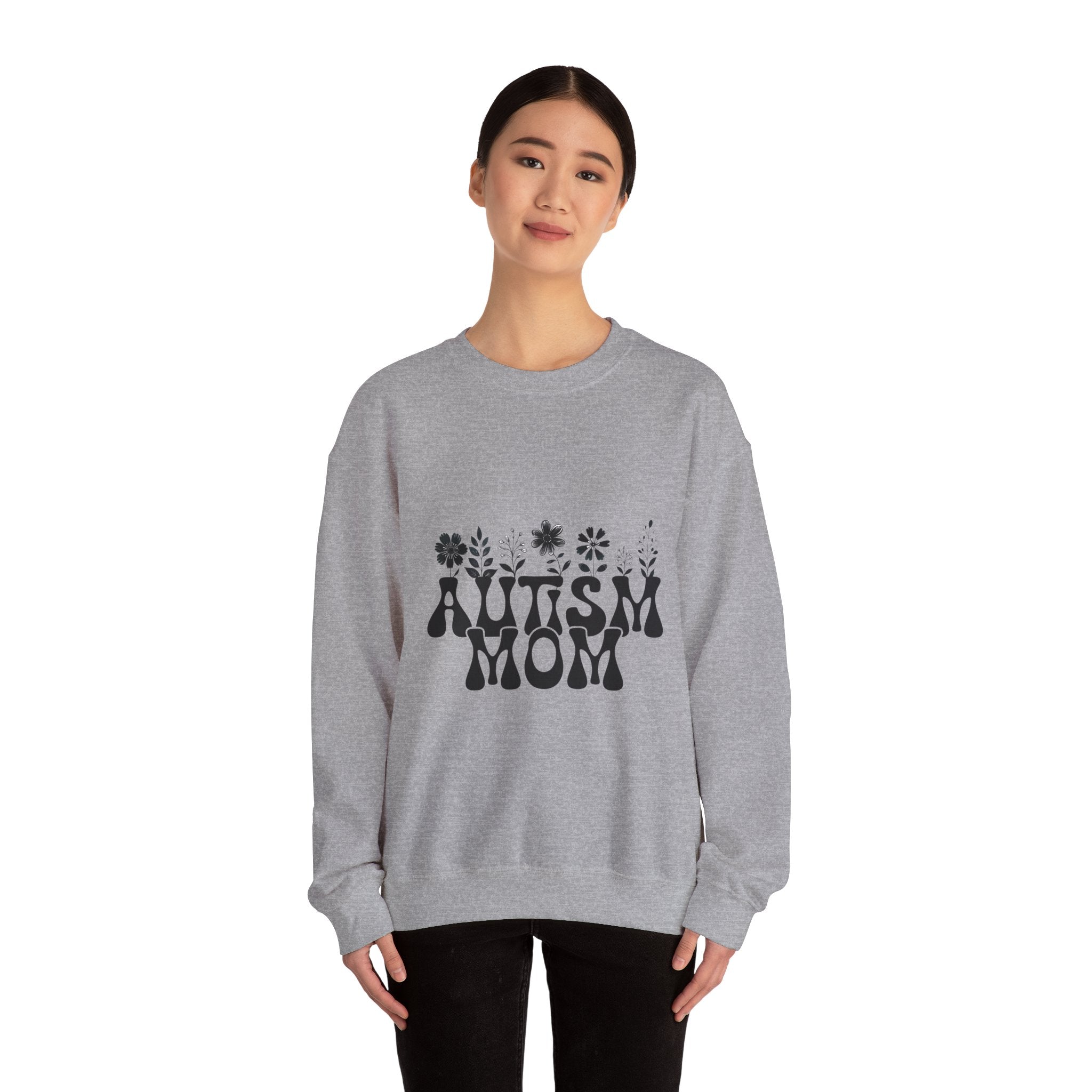 Autism Mom Crewneck Sweatshirt — Retro Floral Support Tee