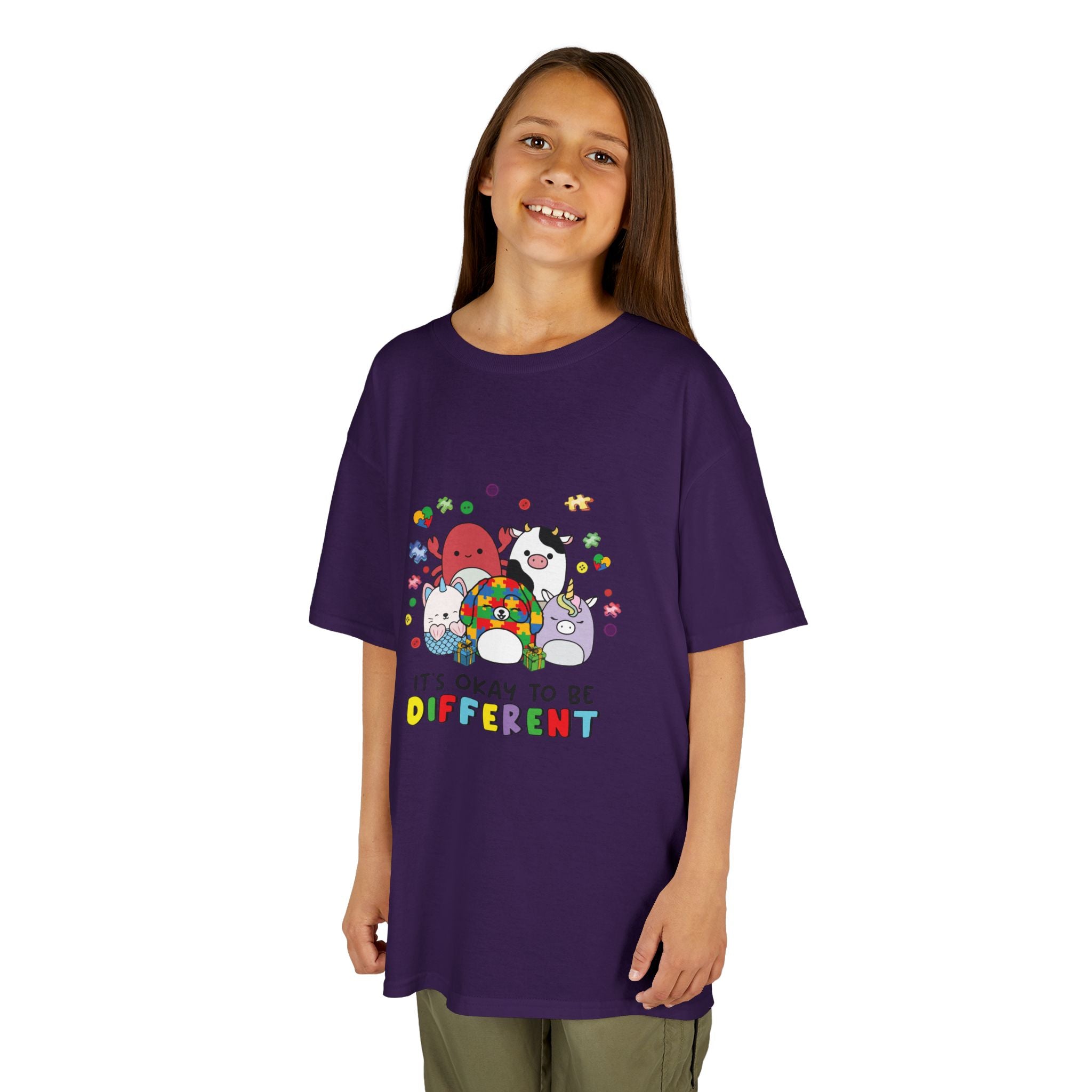 Kids Tee — "It's Okay to Be Different" Colorful Diversity Cartoon Shirt