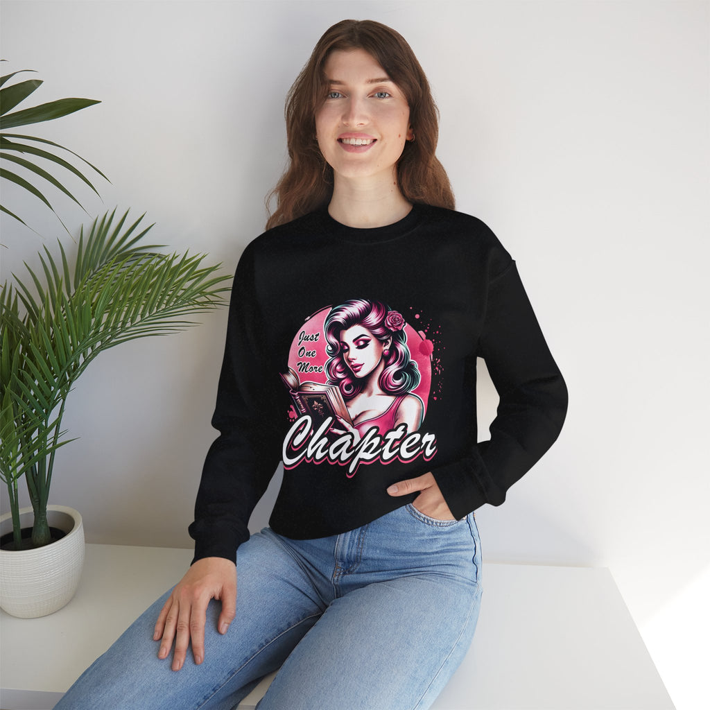 Chapter Reading Sweatshirt – Retro Pinup 'Just One More Chapter' Cozy Crewneck