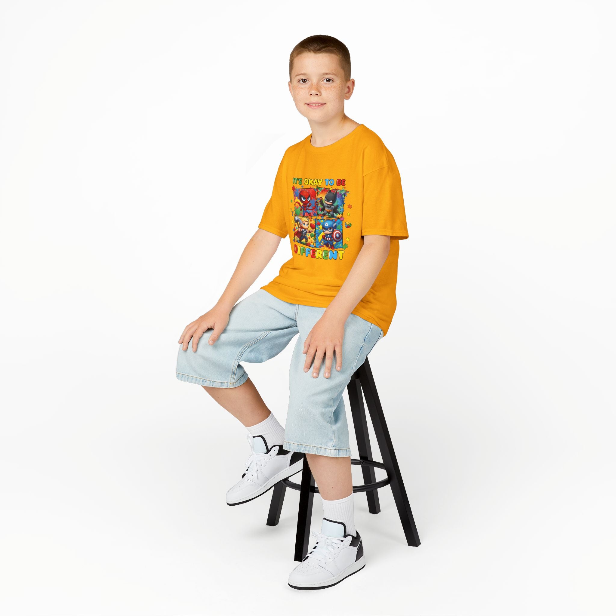 Kids 'It's Okay to Be Different' Graphic Tee — Colorful Inclusive Cartoon Design