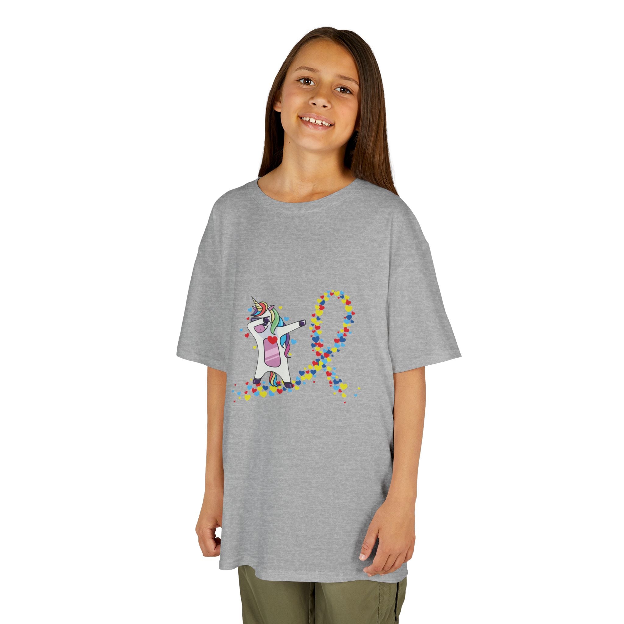 Kids Tee — Cute Unicorn Pouring Rainbow Confetti (Kids)