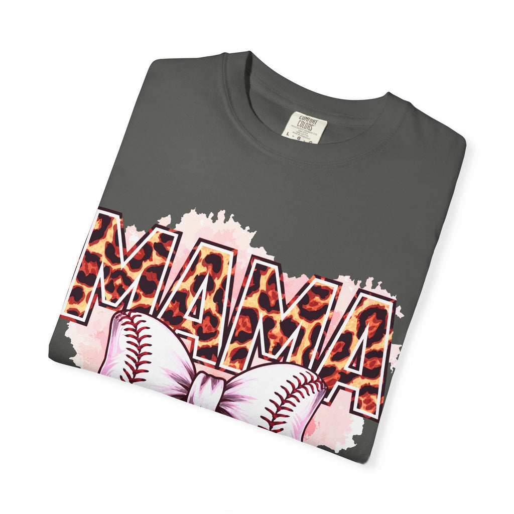 Mama Softball Tee — Leopard Print 'MAMA' with Bow