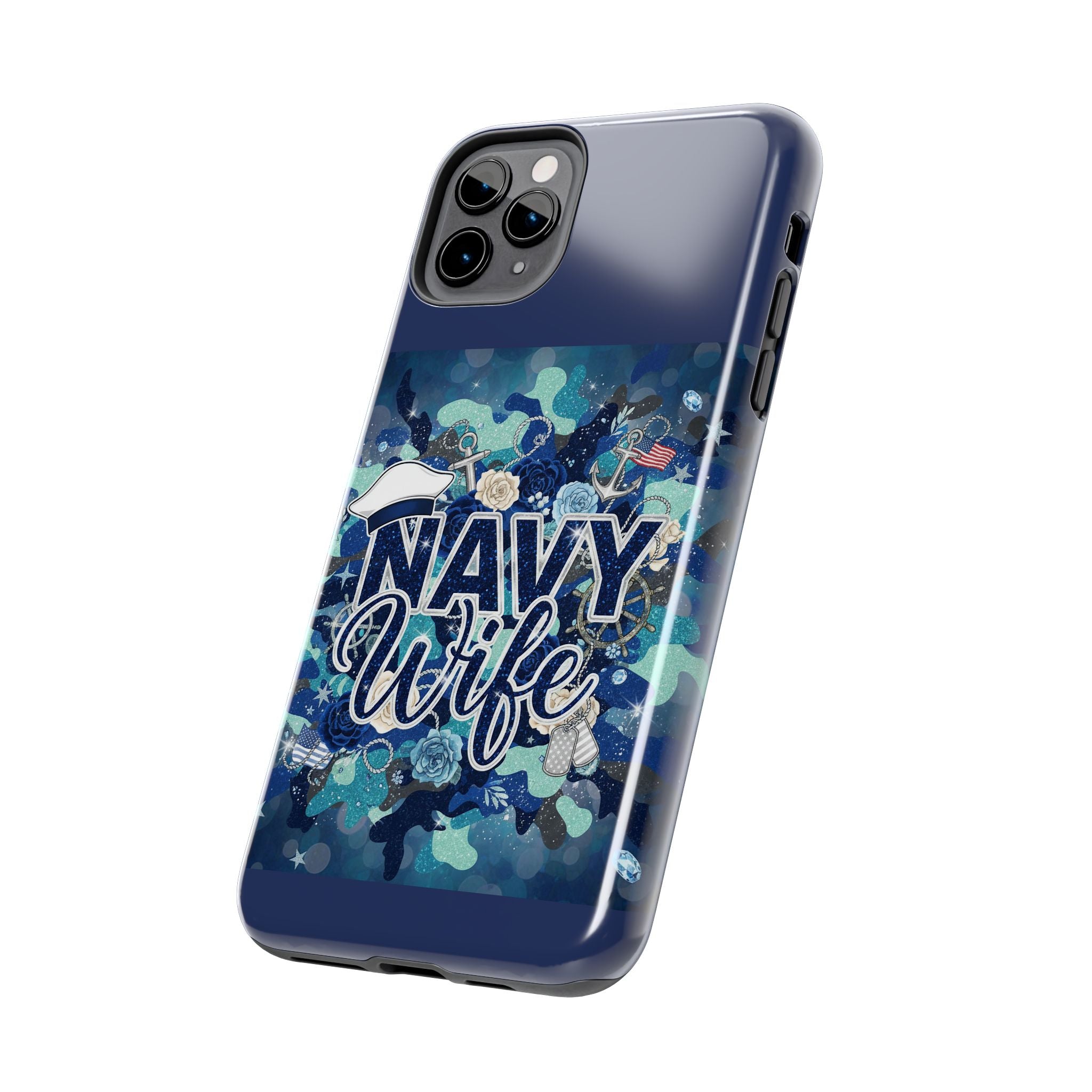 Navy Wife Tough Phone Case — Military Camouflage Protective Phone Cover, Perfect Gift for Navy Spouses