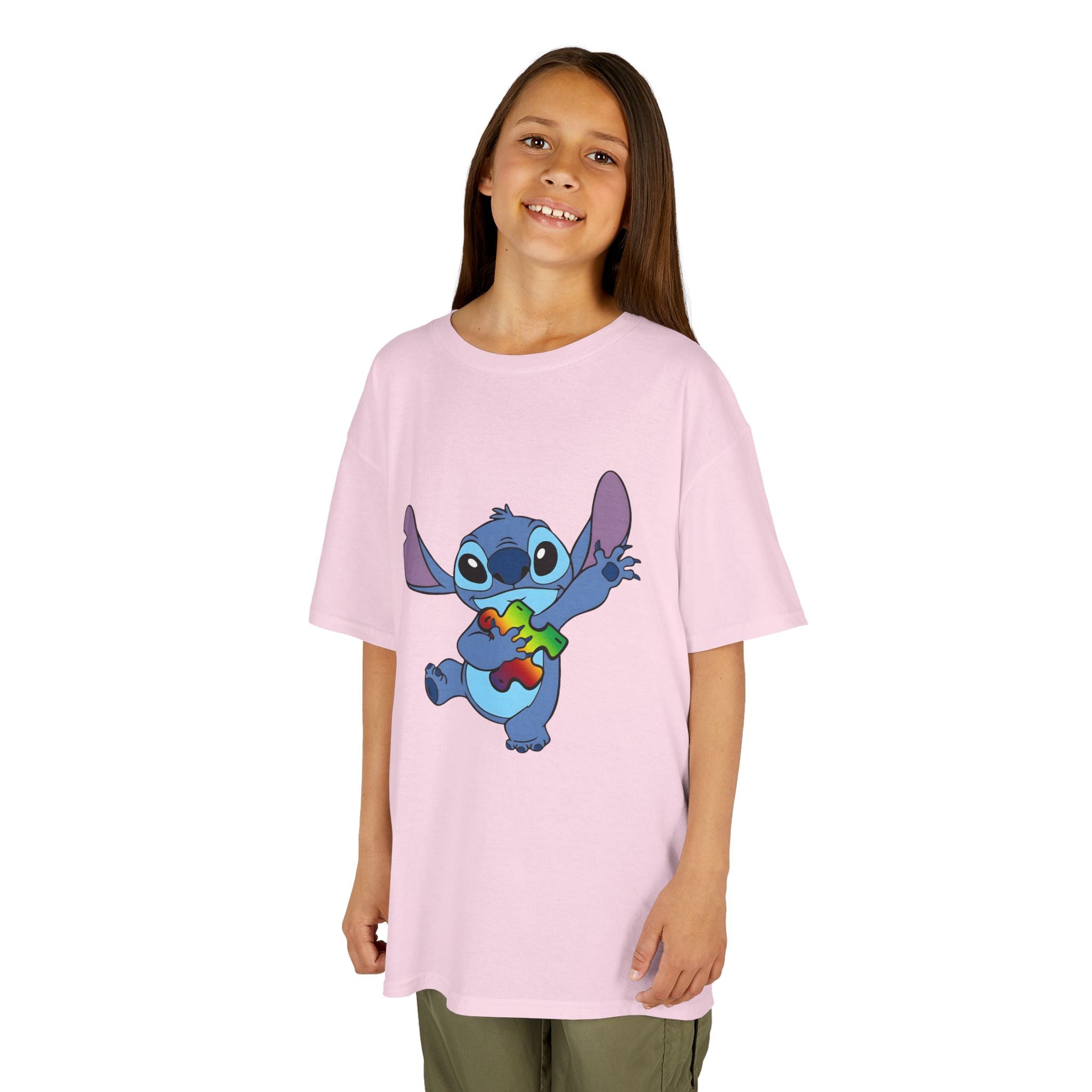 Kids Tee — Cute Stitch Holding Heart Graphic