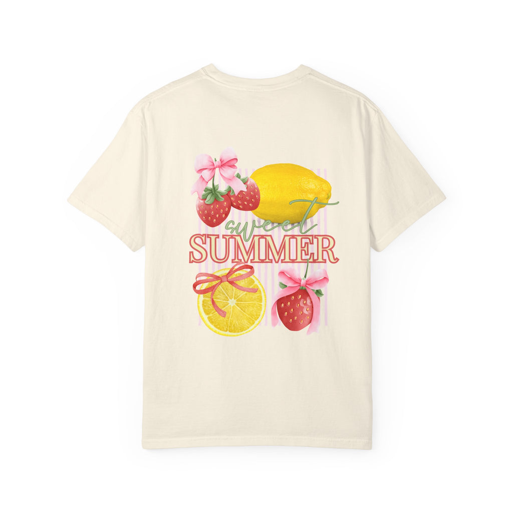 Summer Fruit T-Shirt — "Sweet Summer" Strawberry & Lemon Graphic Tee