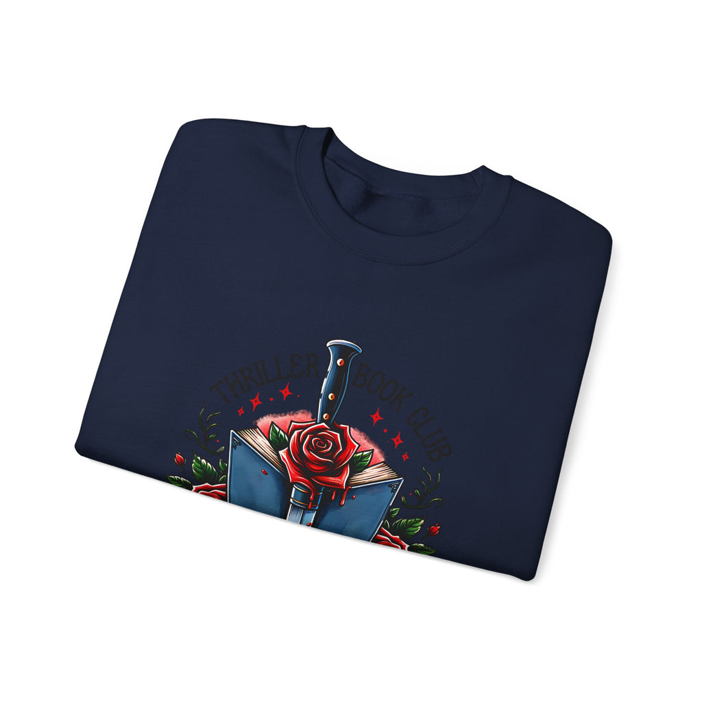Thriller Book Club Sweatshirt — "We Like Our Books Flipped" Gothic Rose & Dagger Crewneck