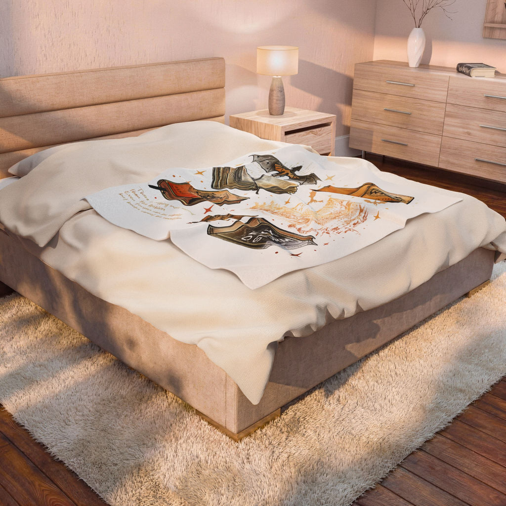 Fantasy Book Lover Plush Blanket – Magic Books & Castle Velveteen Throw