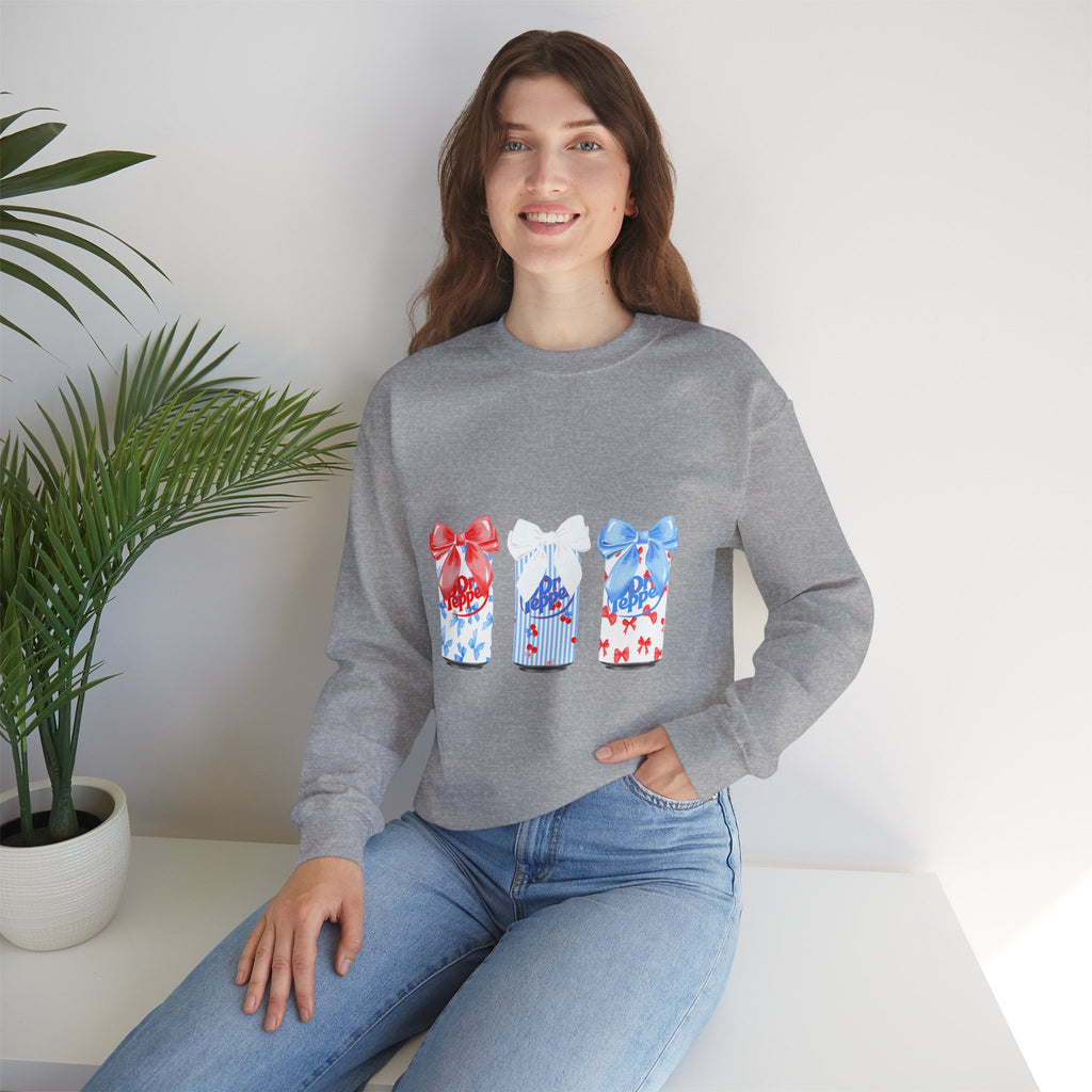 Patriotic Gift Candles Crewneck Sweatshirt – Red White Blue Ribbon Candle Trio