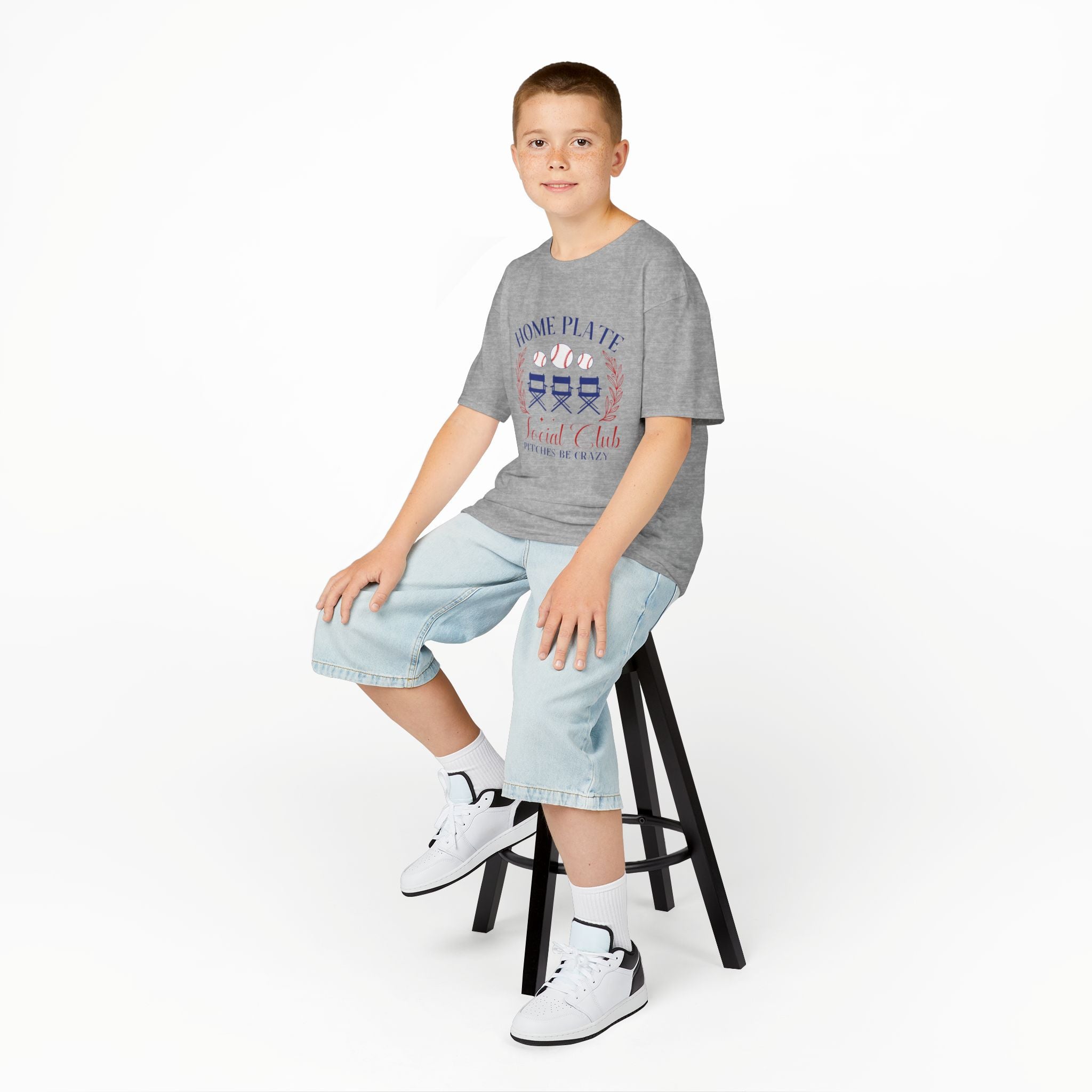 Kids Tee — "Home Plate Social Club" Baseball Shirt (Pitches Be Crazy)