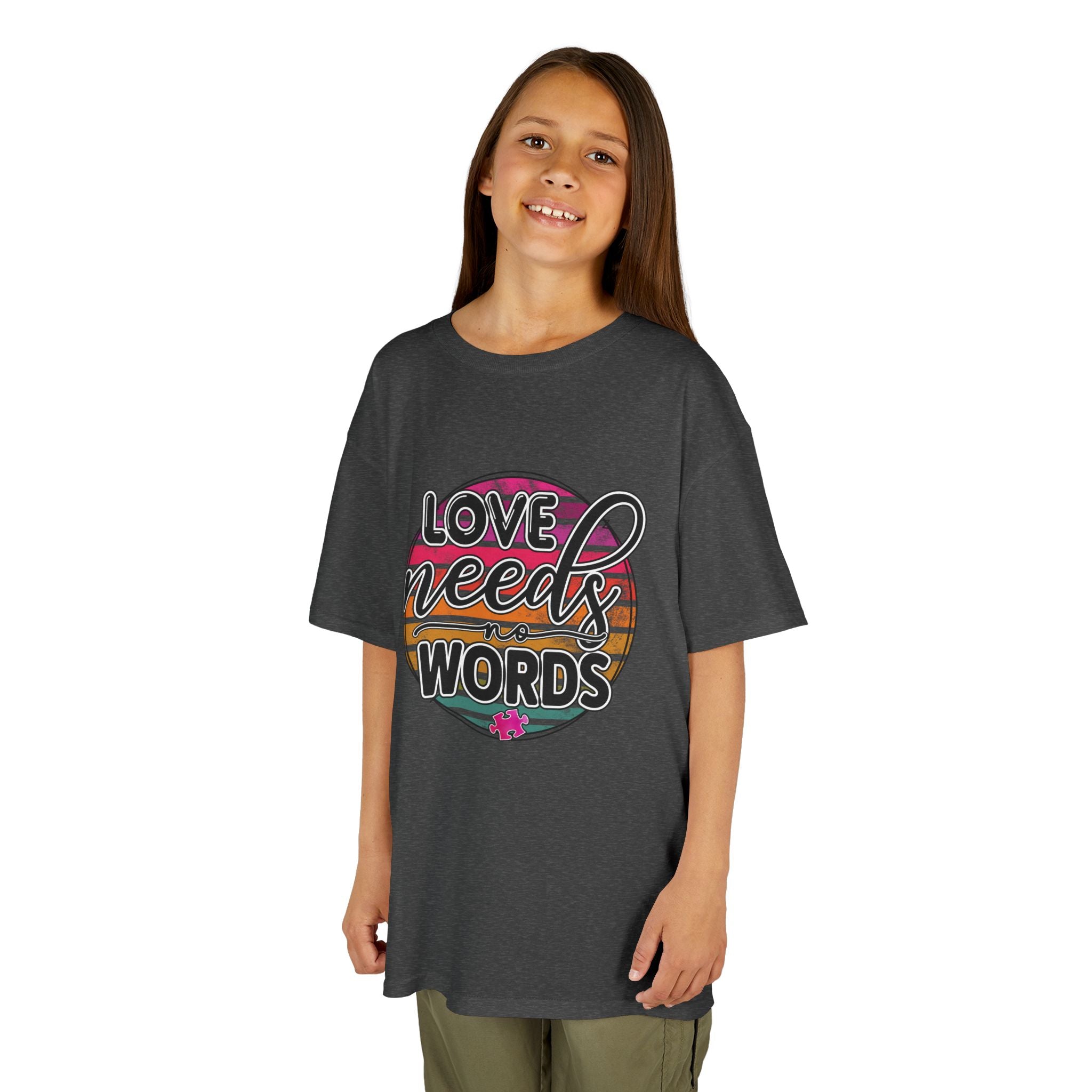 Kids Tee - "Love Needs Words" Colorful Circle Graphic