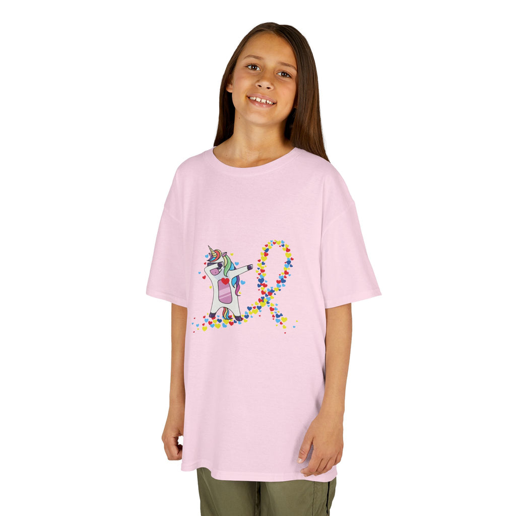 Kids Tee — Cute Unicorn Pouring Rainbow Confetti (Kids)
