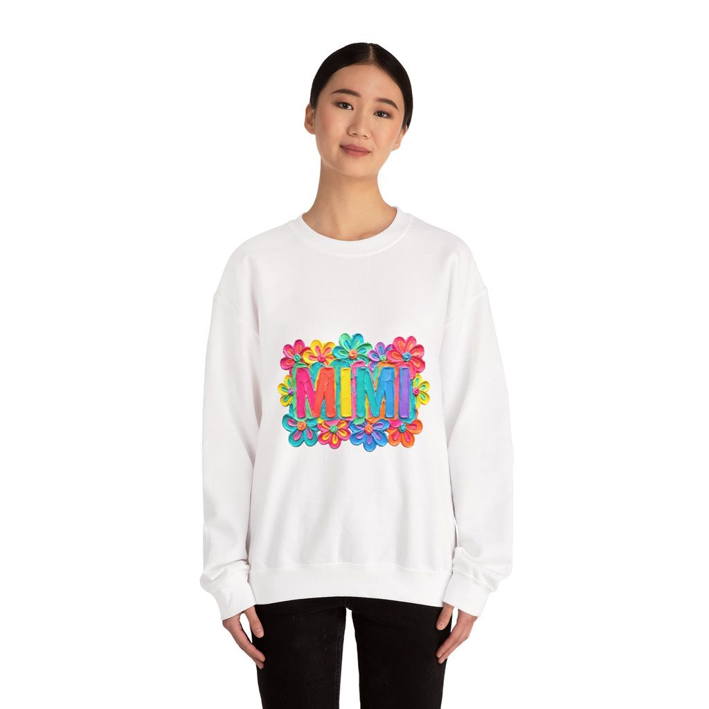 Mimi Floral Crewneck Sweatshirt — Colorful Retro Flower Graphic