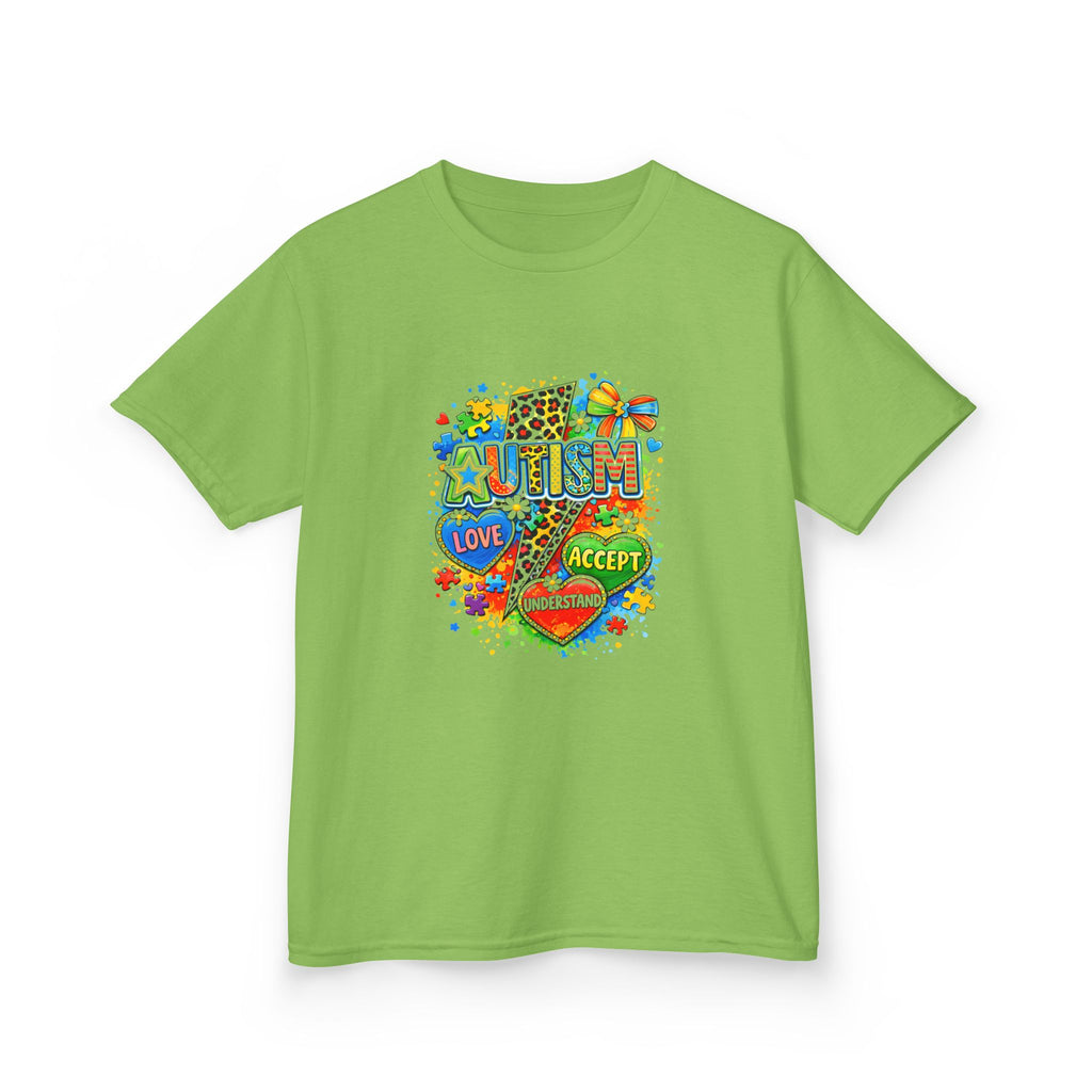 Kids Tee — Colorful Pride & Love Heart Graphic (Love, Accept, Understand)