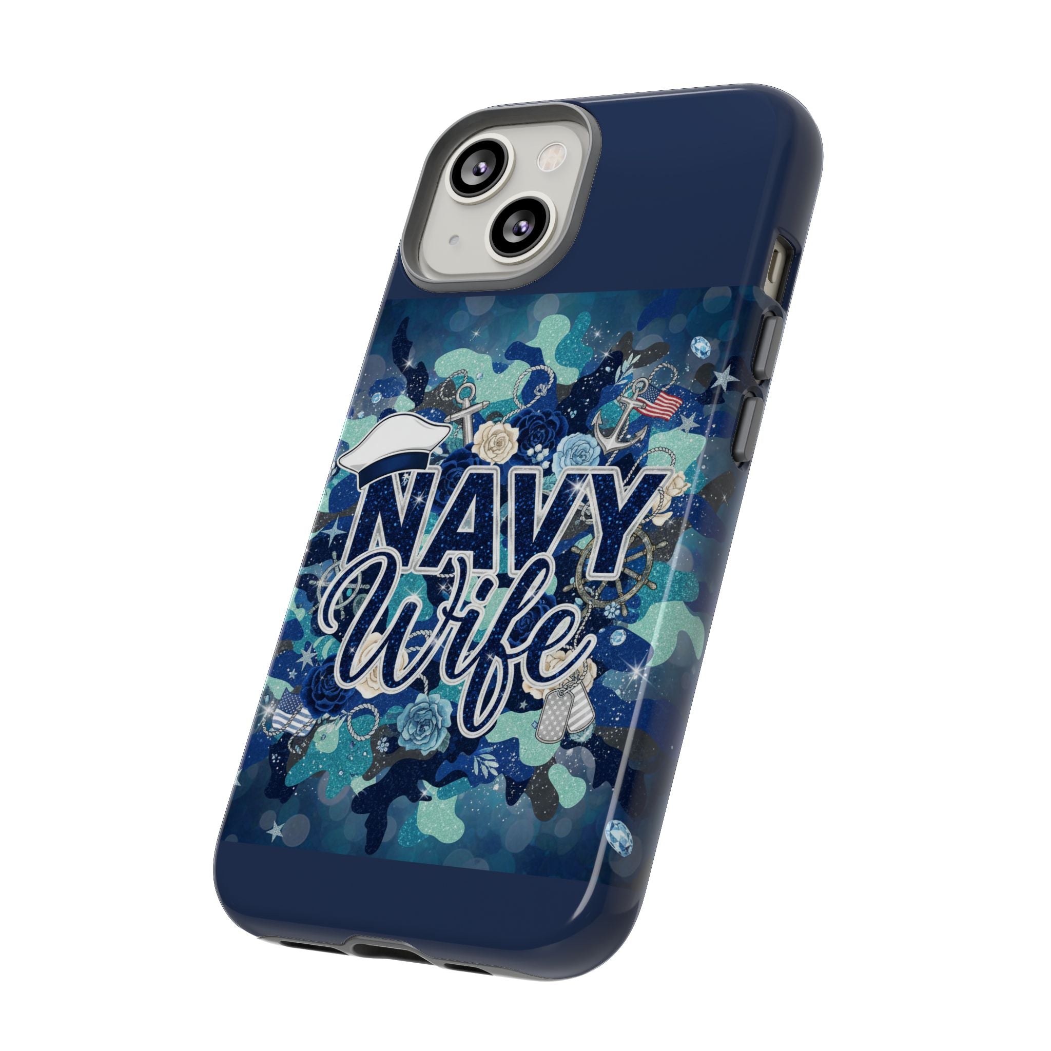 Navy Wife Tough Phone Case — Camouflage Military Tribute Protective Cover
