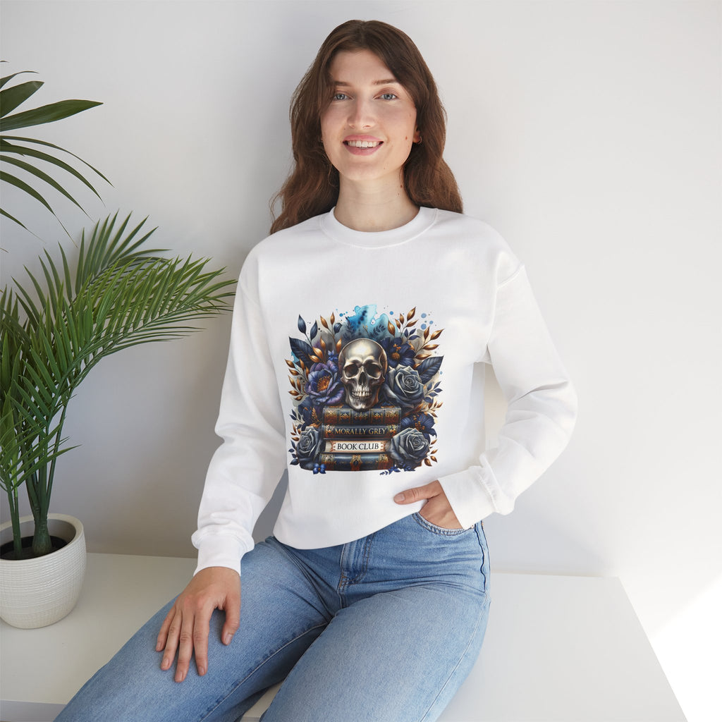 Skull & Books Crewneck Sweatshirt — Gothic Book Club Sweater