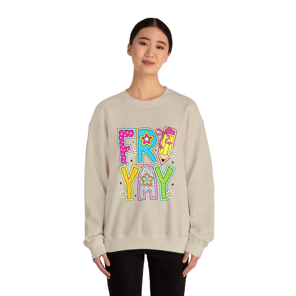 Fro-Yay Crewneck Sweatshirt — Colorful Retro Cartoon Graphic