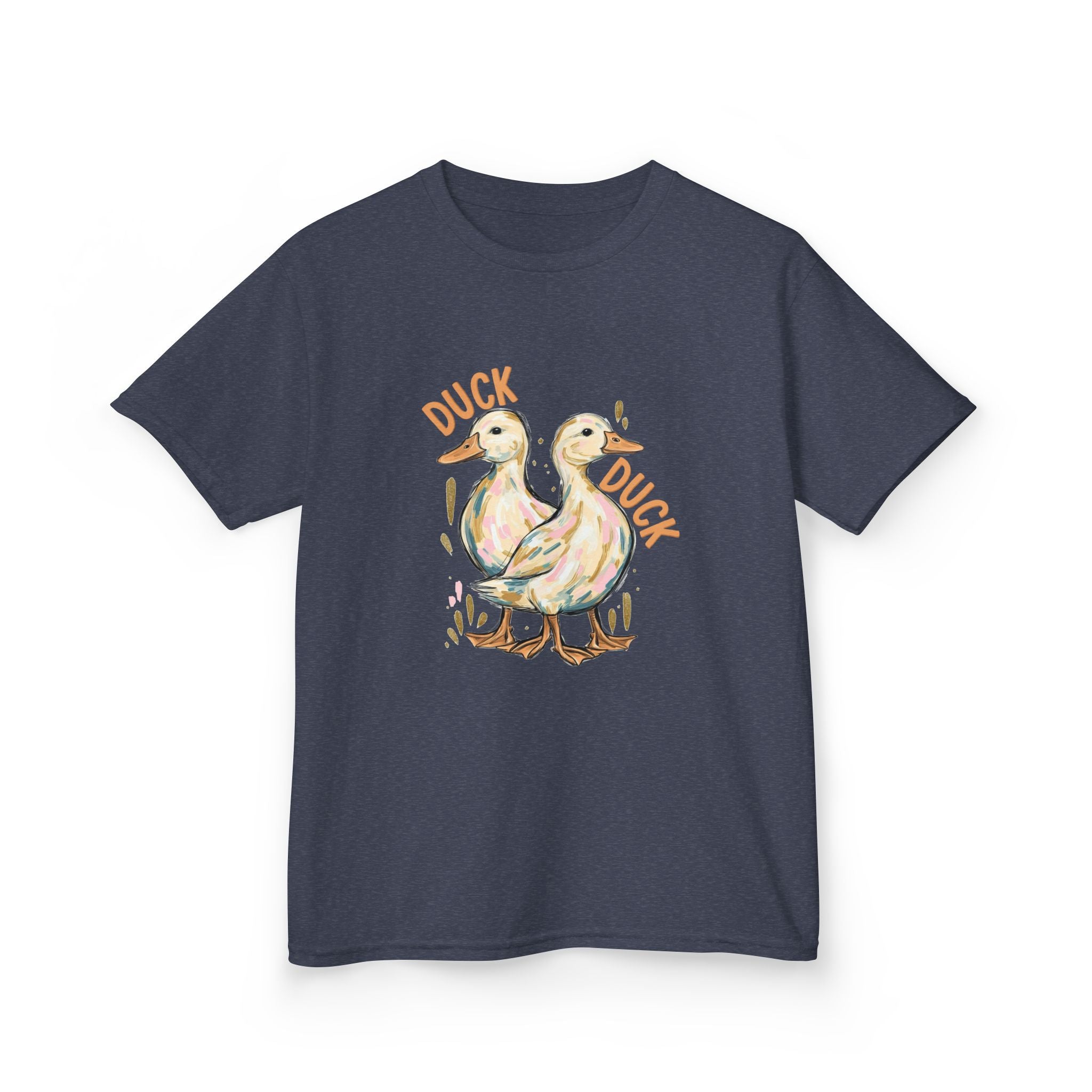 Kids Tee — Cute Duck & Goose Illustration ("Duck Duck" Front, "Goose" Back)