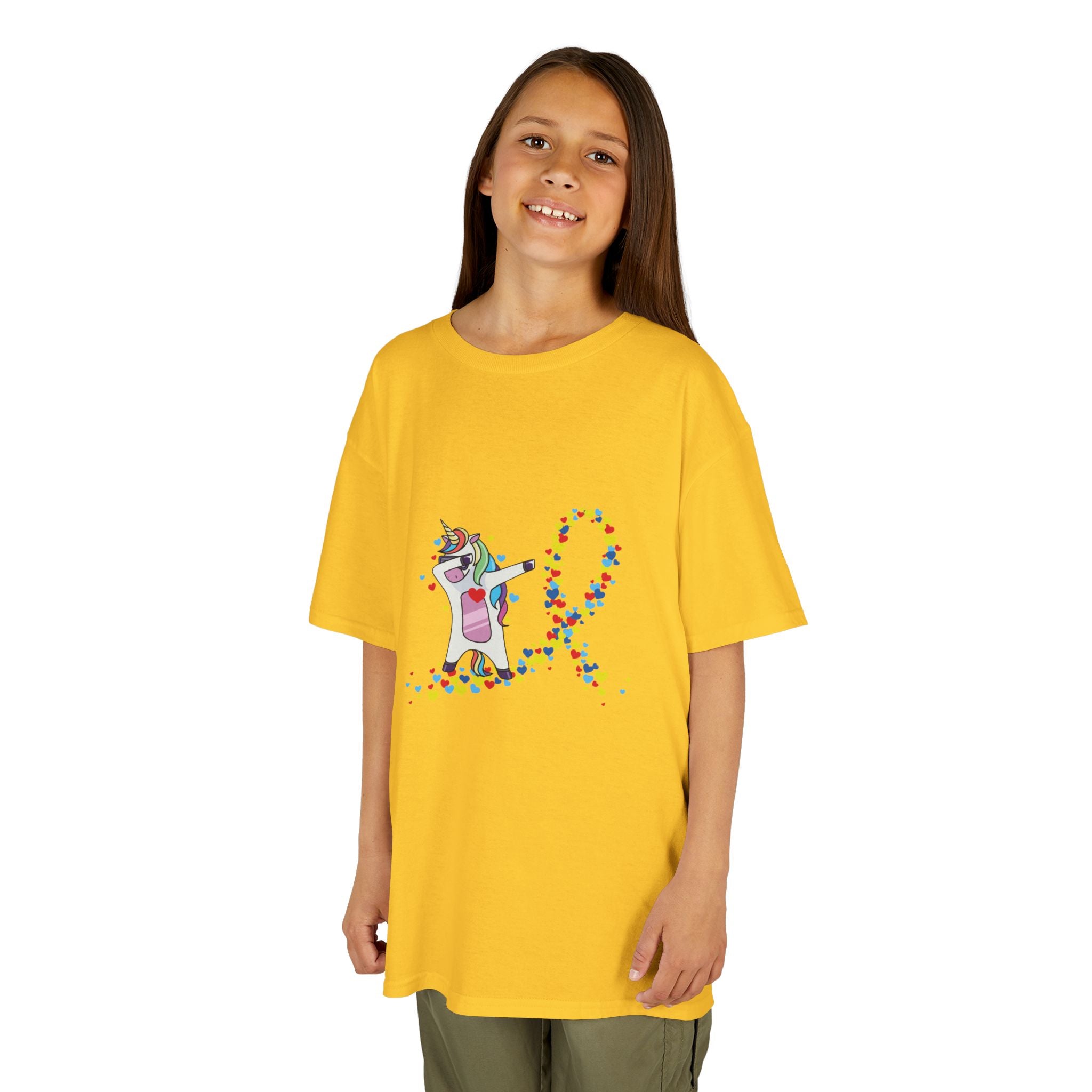 Kids Tee — Cute Unicorn Pouring Rainbow Confetti (Kids)
