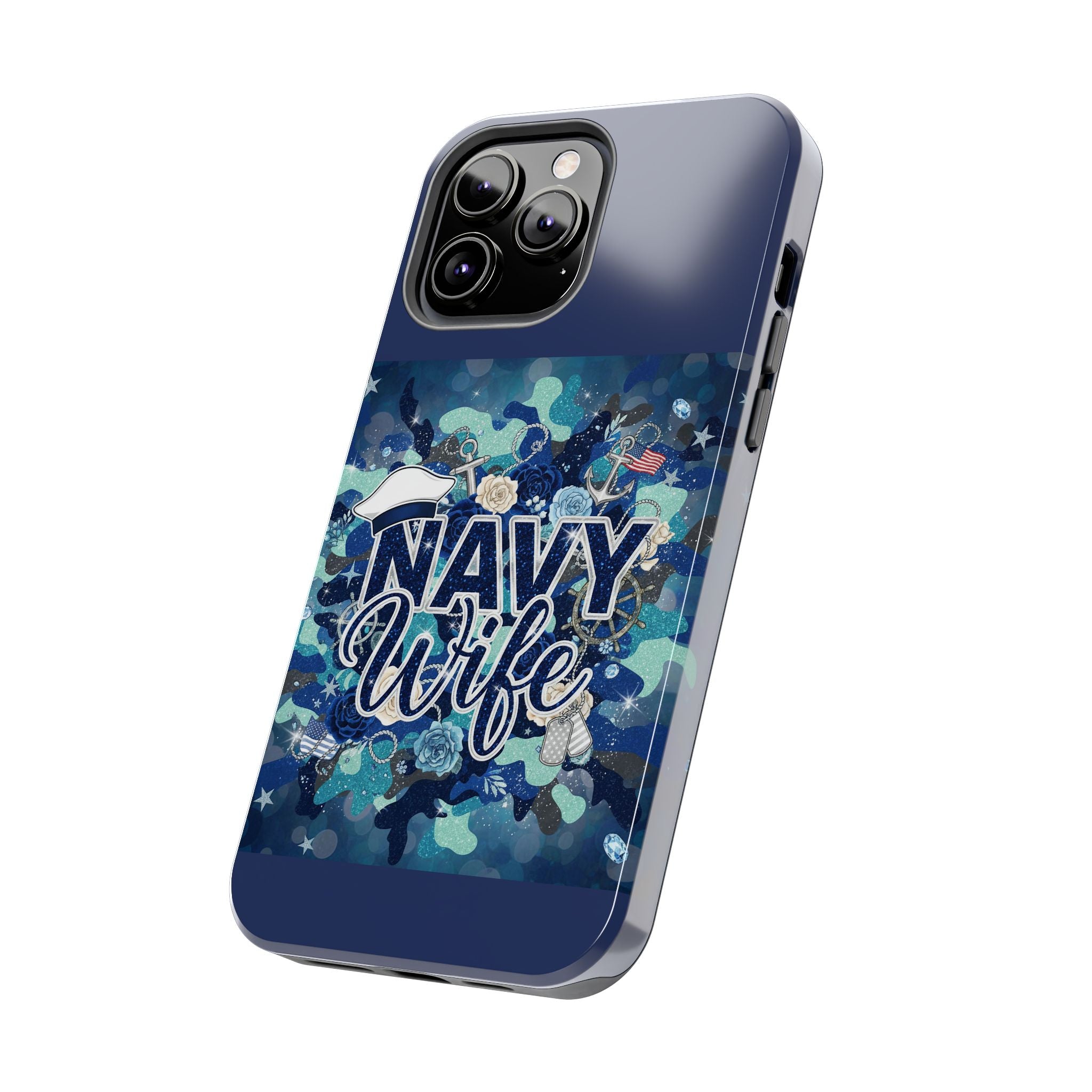 Navy Wife Tough Phone Case — Military Camouflage Protective Phone Cover, Perfect Gift for Navy Spouses