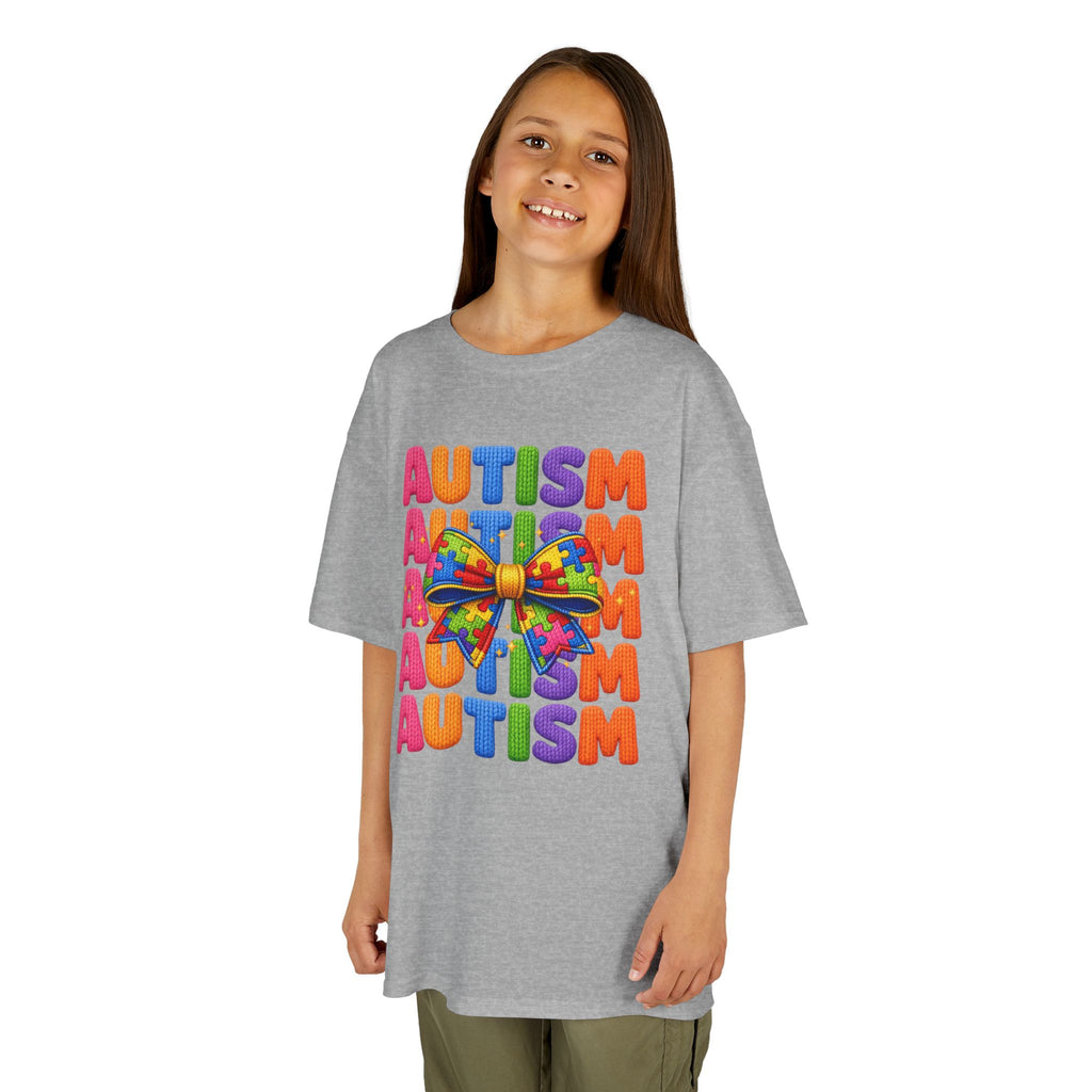 Kids Autism Awareness T-Shirt — Colorful Puzzle Ribbon Design