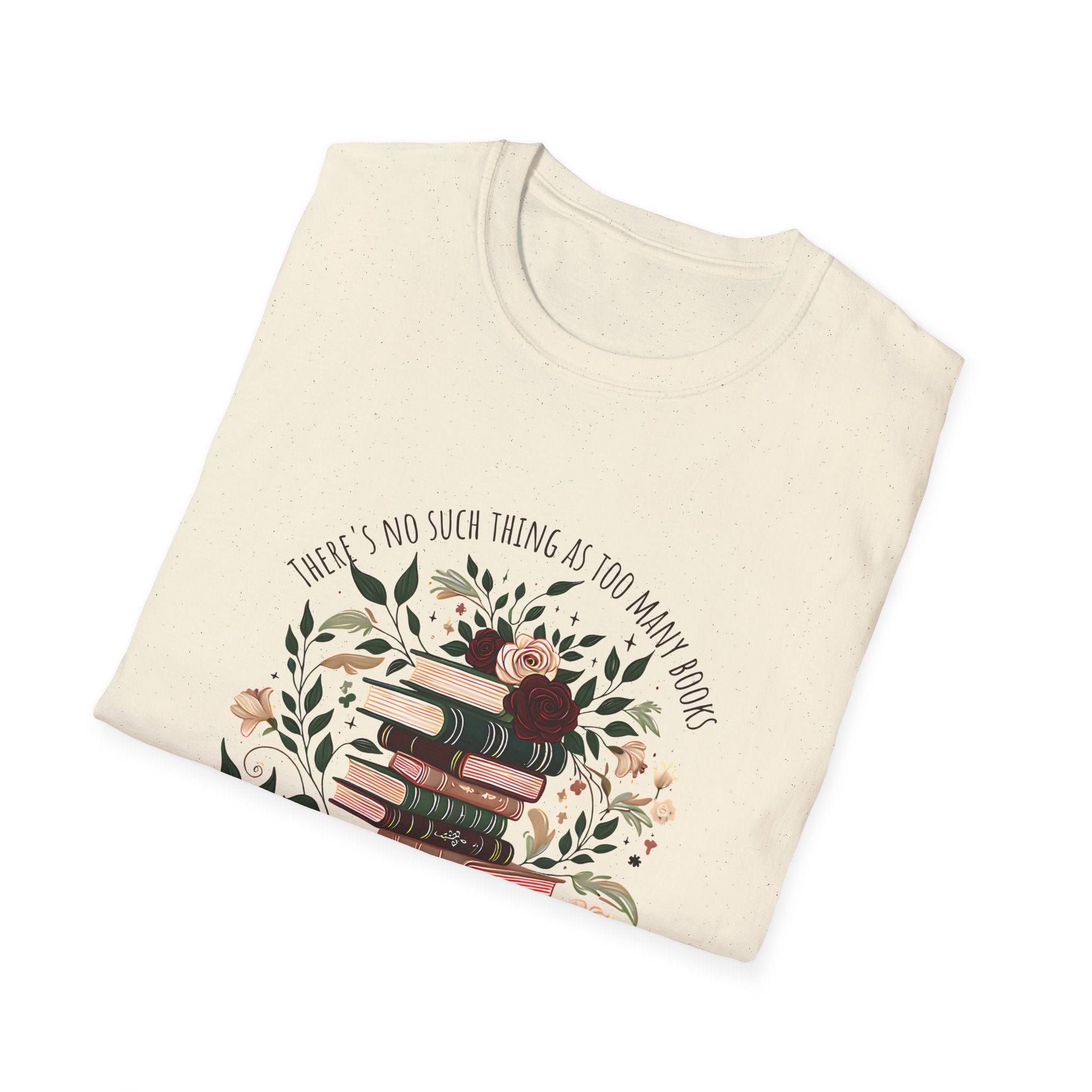 Book Lover Stack T-Shirt — "Books and Tea are My Happy Place" Floral Reading Tee