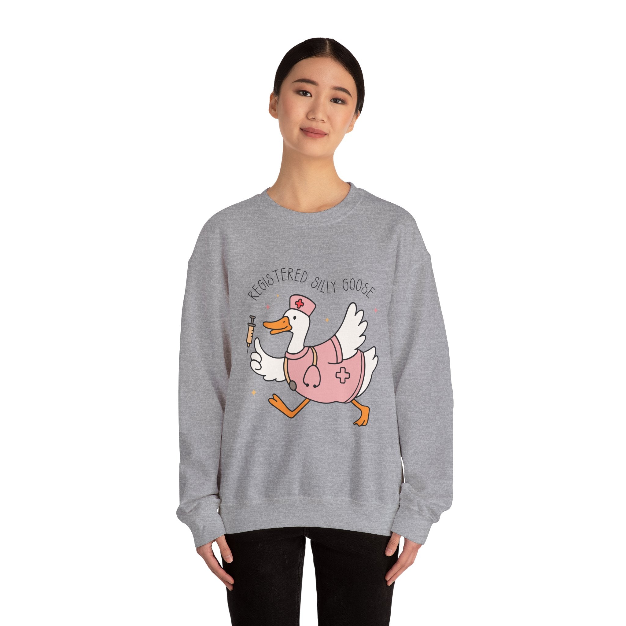 Registered Silly Goose Sweatshirt — Cute Nurse Goose Graphic Crewneck