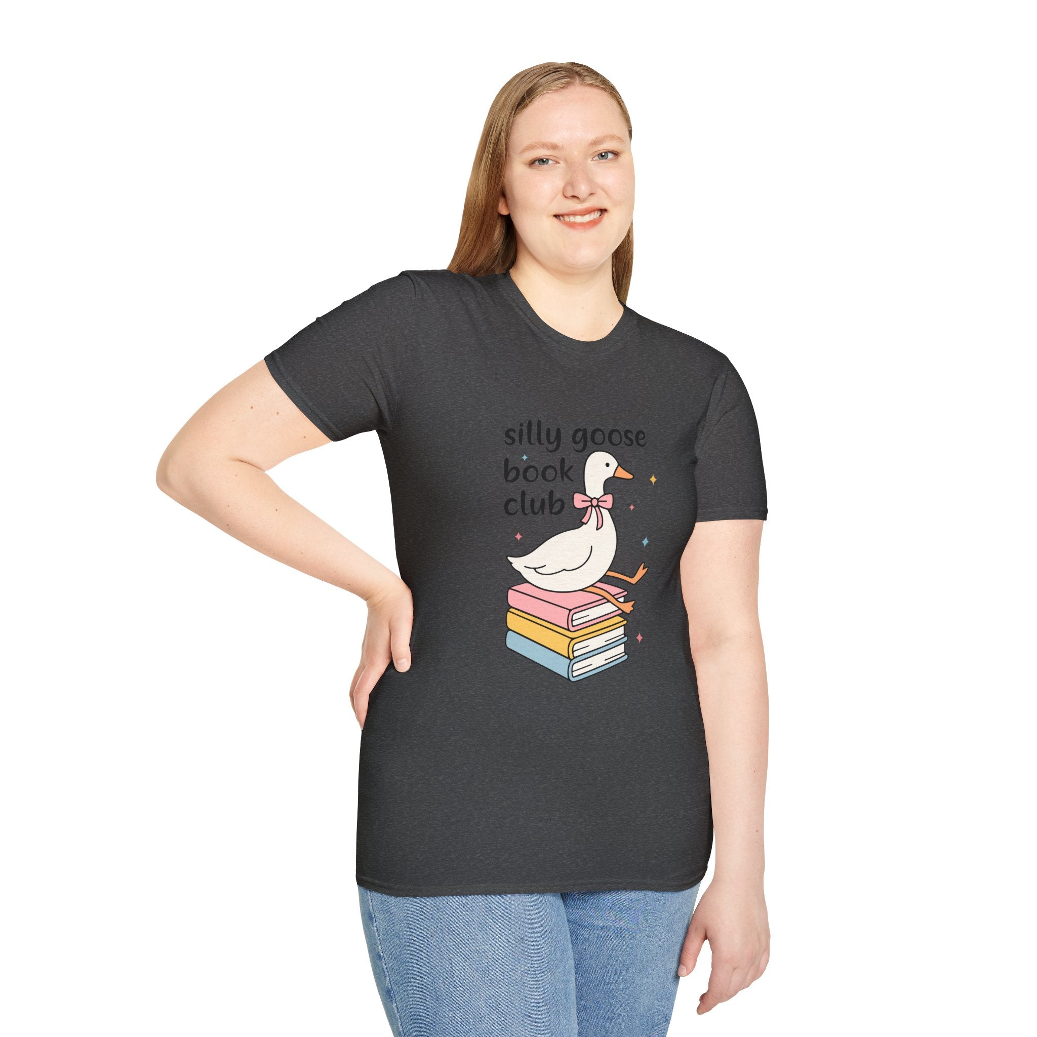 Silly Goose Book Club T-Shirt — Cute Reading Tee with Goose on Books