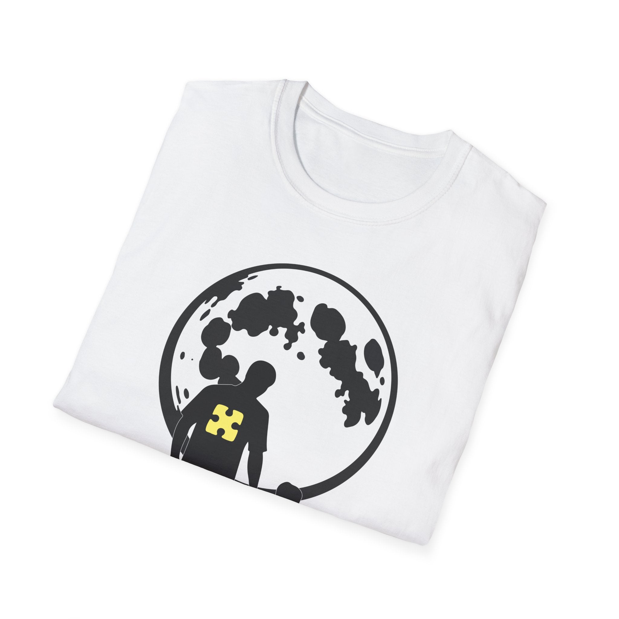 Moonwalk Father & Son T‑Shirt — Silhouette with Moon & Yellow Patch
