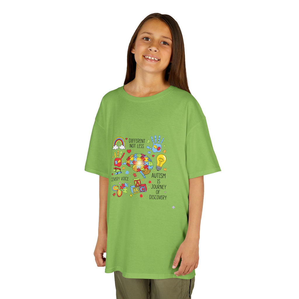 Autism Awareness Kids Tee — Colorful Puzzle Heart & Hands Design