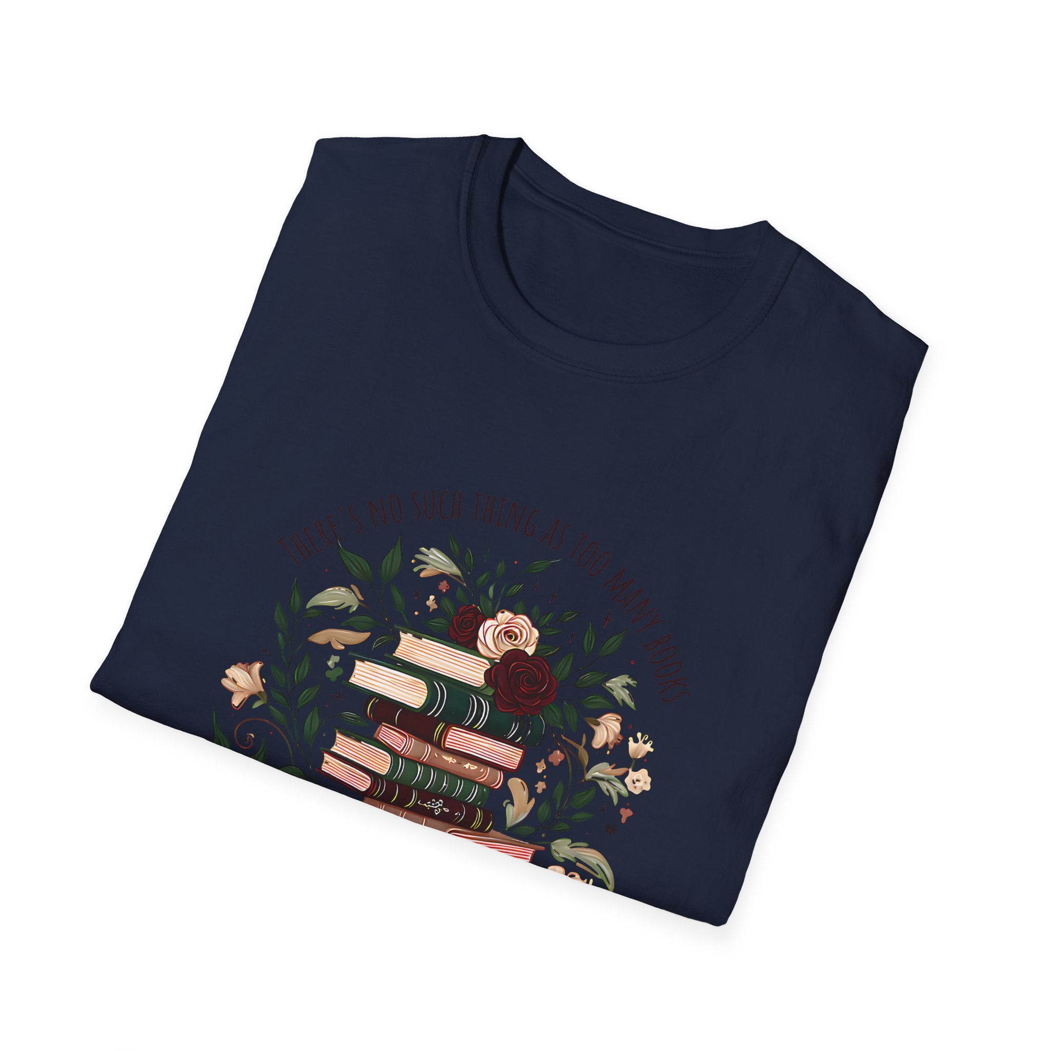 Book Lover Stack T-Shirt — "Books and Tea are My Happy Place" Floral Reading Tee
