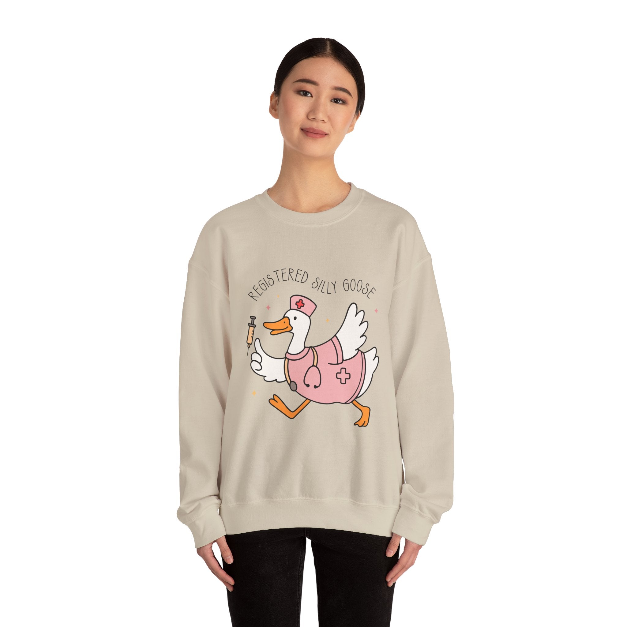 Registered Silly Goose Sweatshirt — Cute Nurse Goose Graphic Crewneck