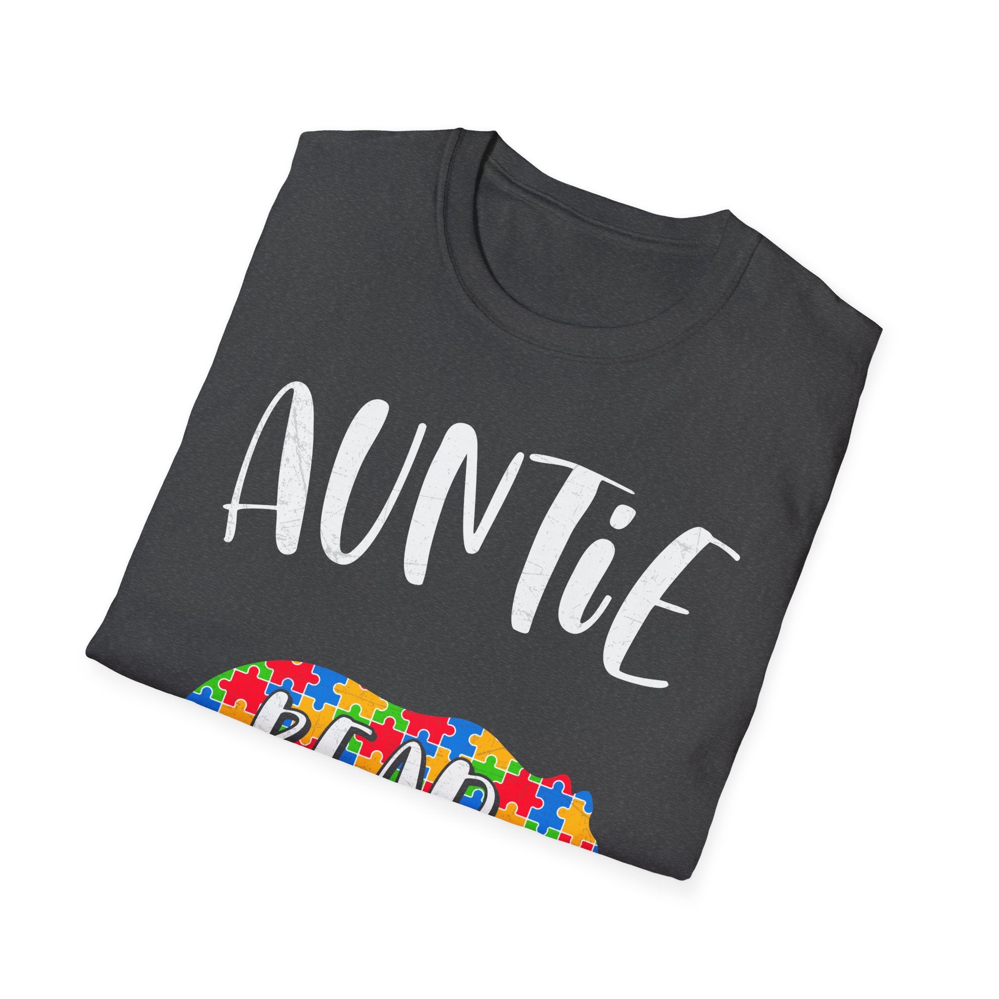 Auntie Bear T-Shirt — Colorful Puzzle Autism Awareness Tee