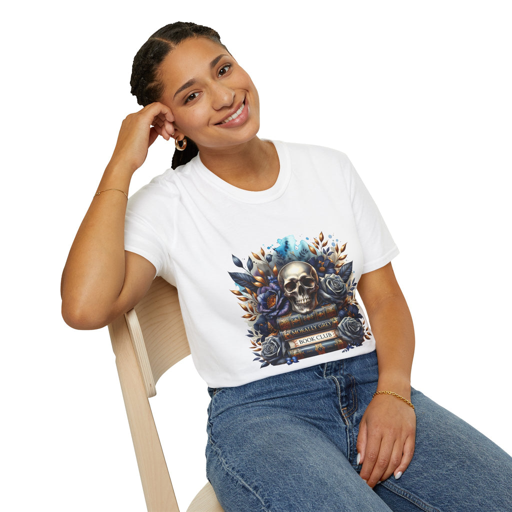 Skull & Roses Book Club T-Shirt — Gothic Literary Graphic Tee