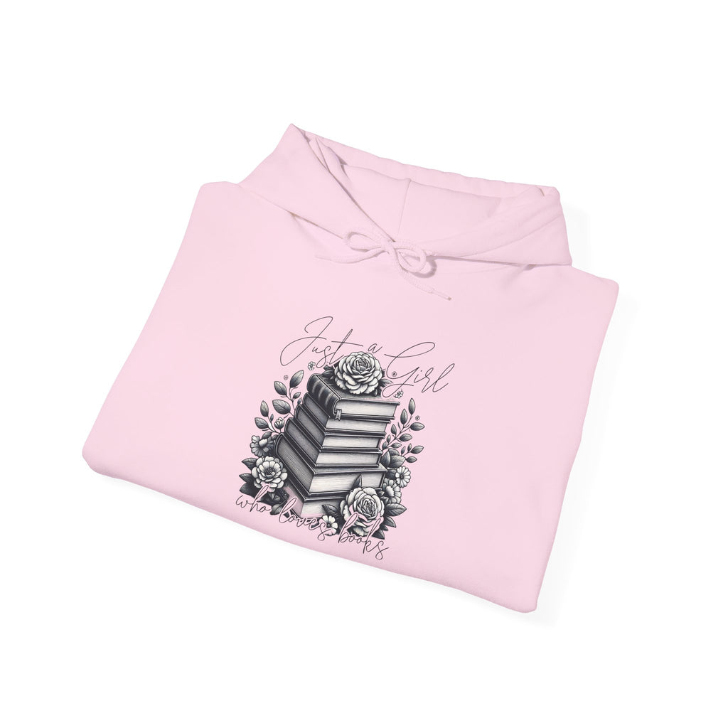 Vintage Stacked Books & Roses Hoodie — Literary Gothic Booklover Sweatshirt
