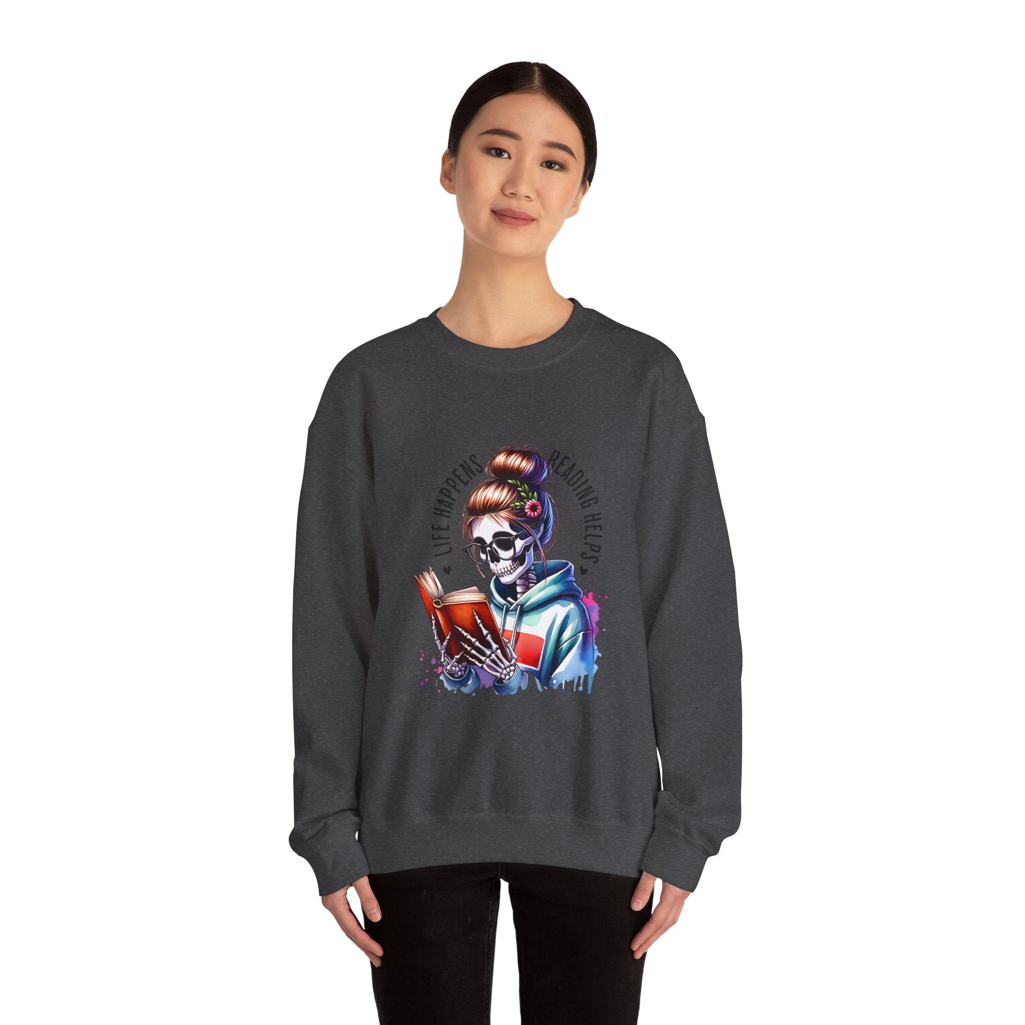 Reading Heals Sweatshirt — Skull Booklover Crewneck