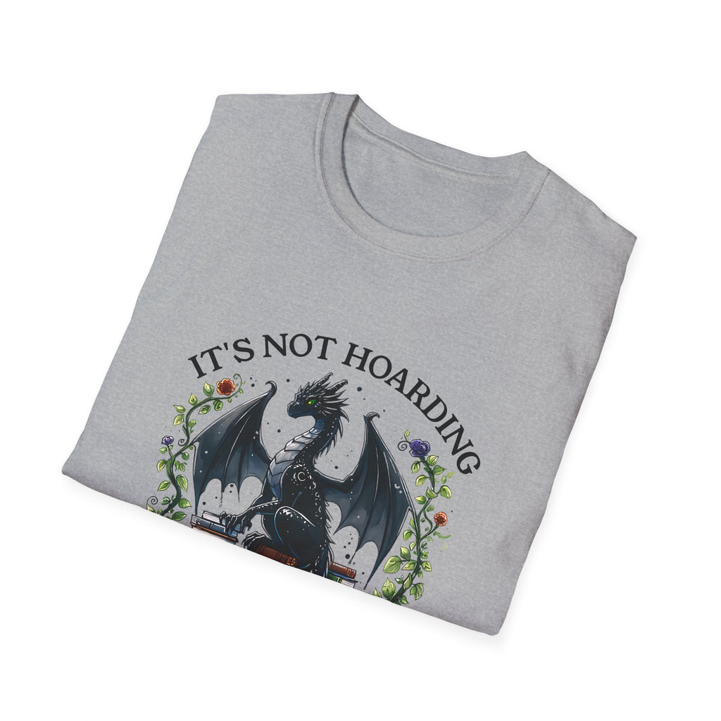 Dragon Reading T-Shirt — "It's Not Hoarding If It's Books" Book Lover Tee