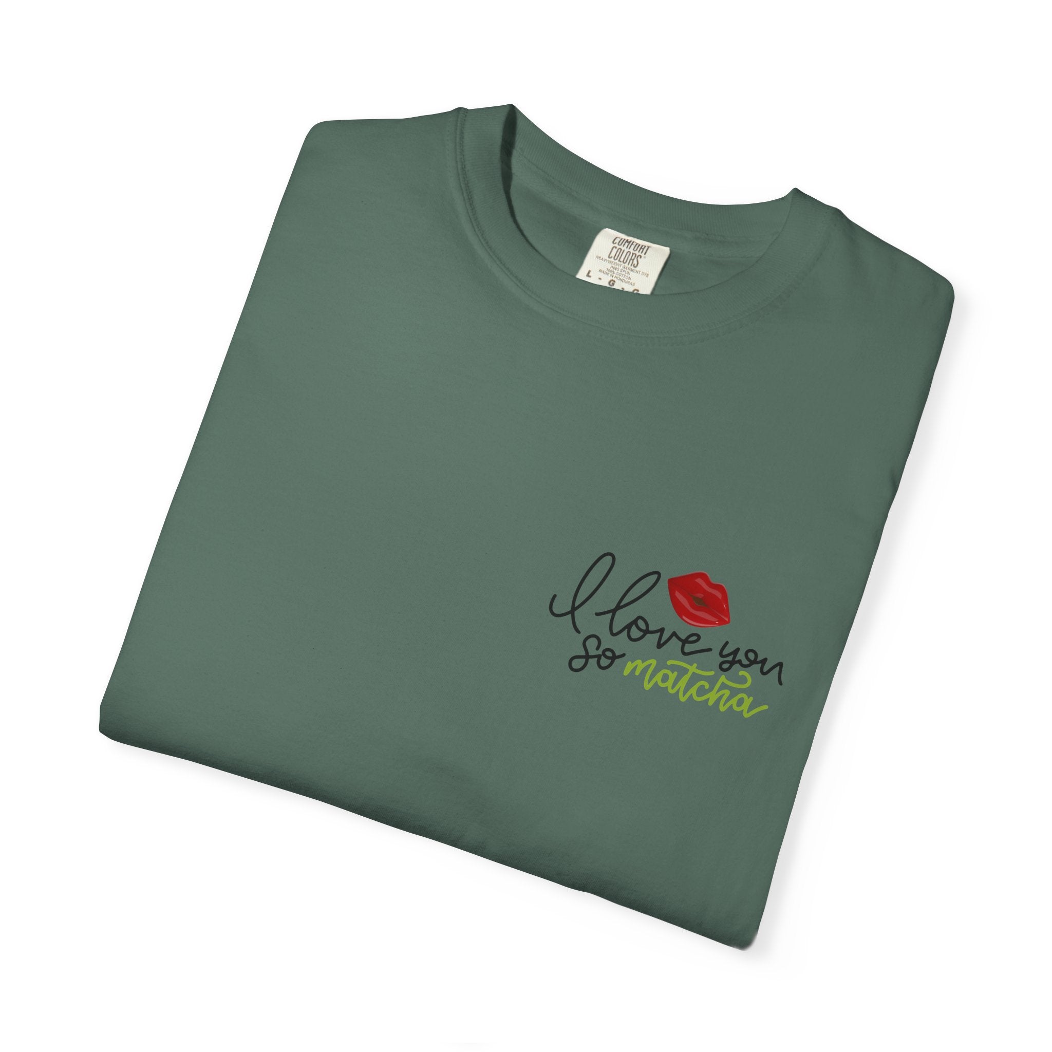 T-Shirt — "I Love You For Matcha" Graphic Tee with Leopard Heart & Matcha Cup