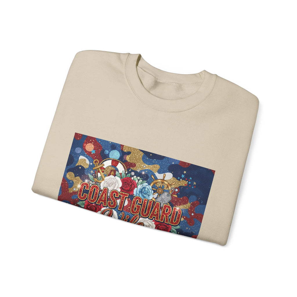 Coast Guard Mom Crewneck Sweatshirt - Patriotic Sea Rescue Design