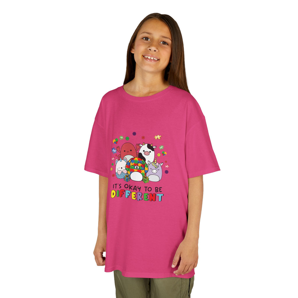 Kids Tee — "It's Okay to Be Different" Colorful Diversity Cartoon Shirt